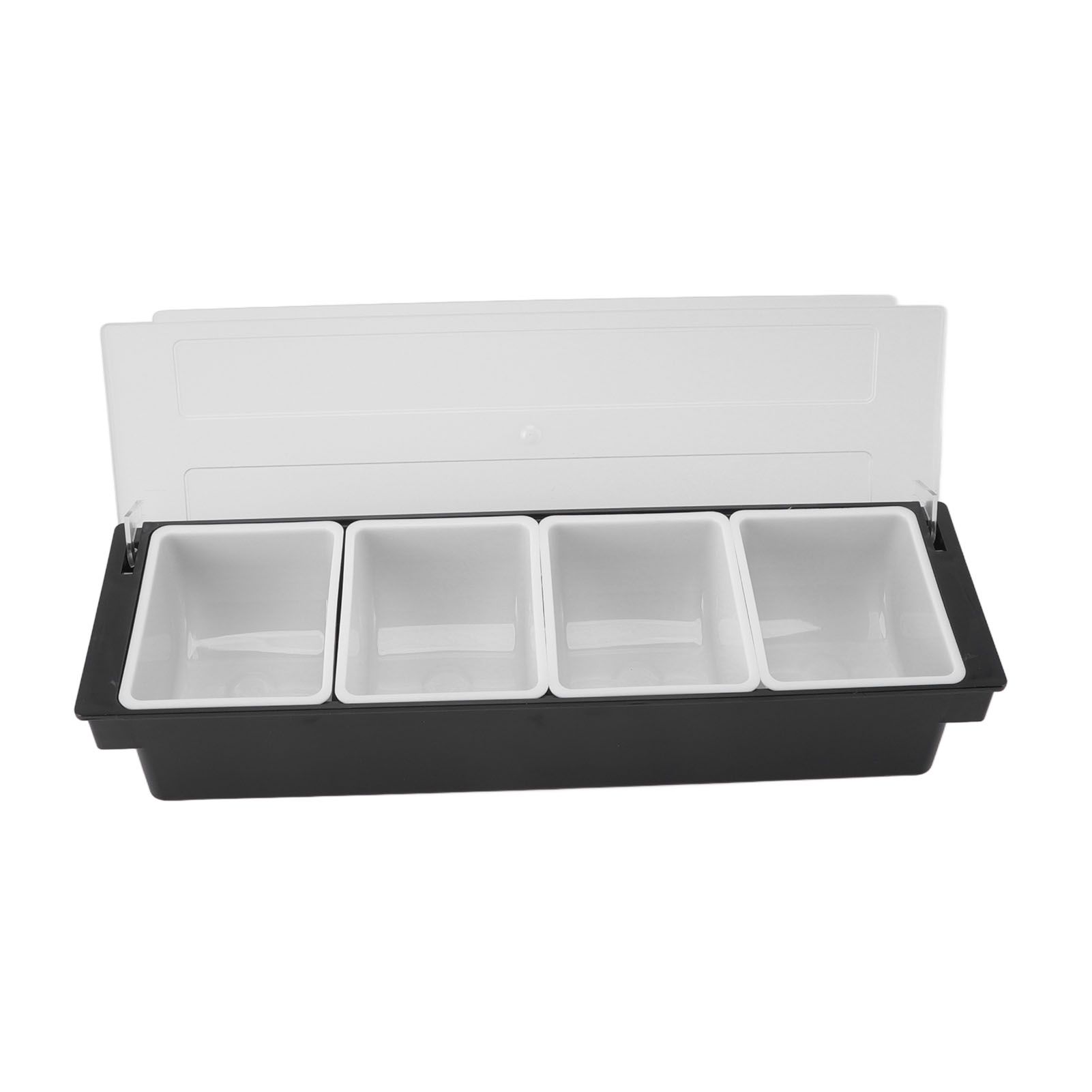 Condiment Caddy Durable Plastic Transparent Lid Detachable Design Multifunction Bar Fruit Caddy for Vege Fruit Seasoning 4 Compartments - Image 1