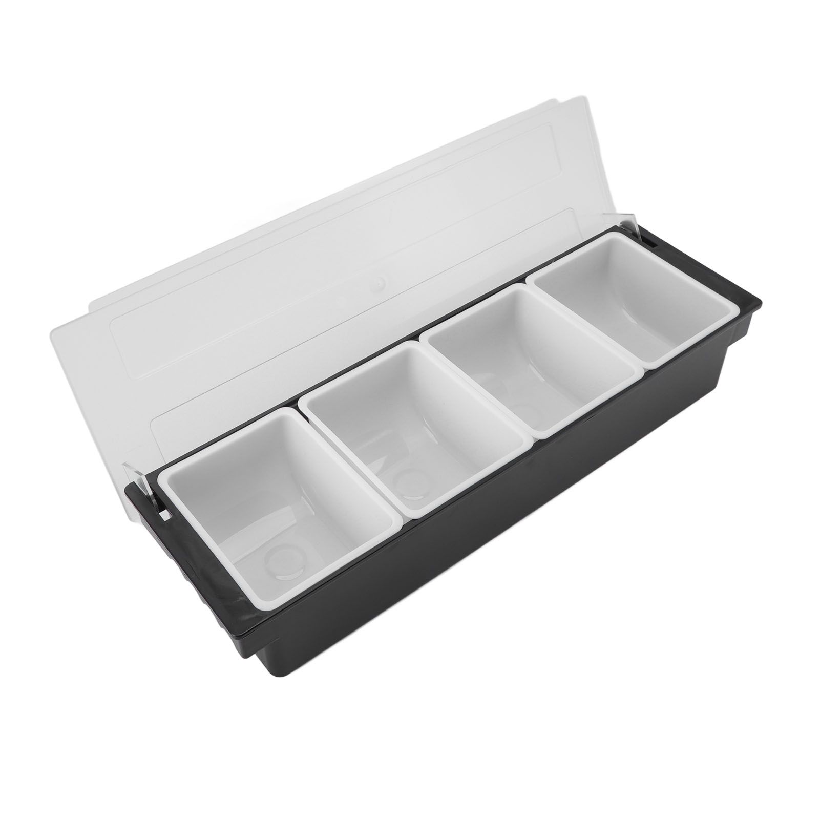Condiment Caddy Durable Plastic Transparent Lid Detachable Design Multifunction Bar Fruit Caddy for Vege Fruit Seasoning 4 Compartments - Image 2
