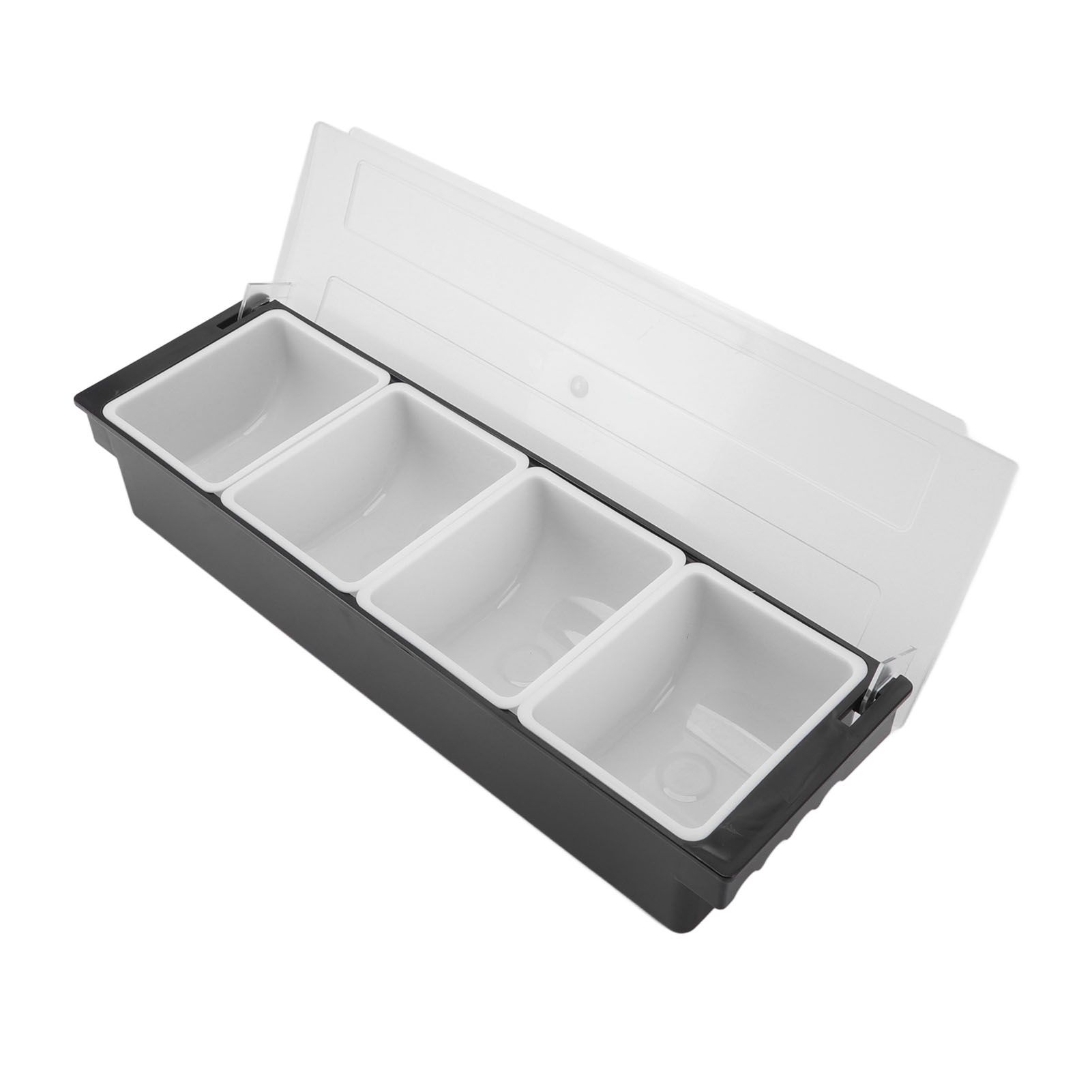 Condiment Caddy Durable Plastic Transparent Lid Detachable Design Multifunction Bar Fruit Caddy for Vege Fruit Seasoning 4 Compartments - Image 3