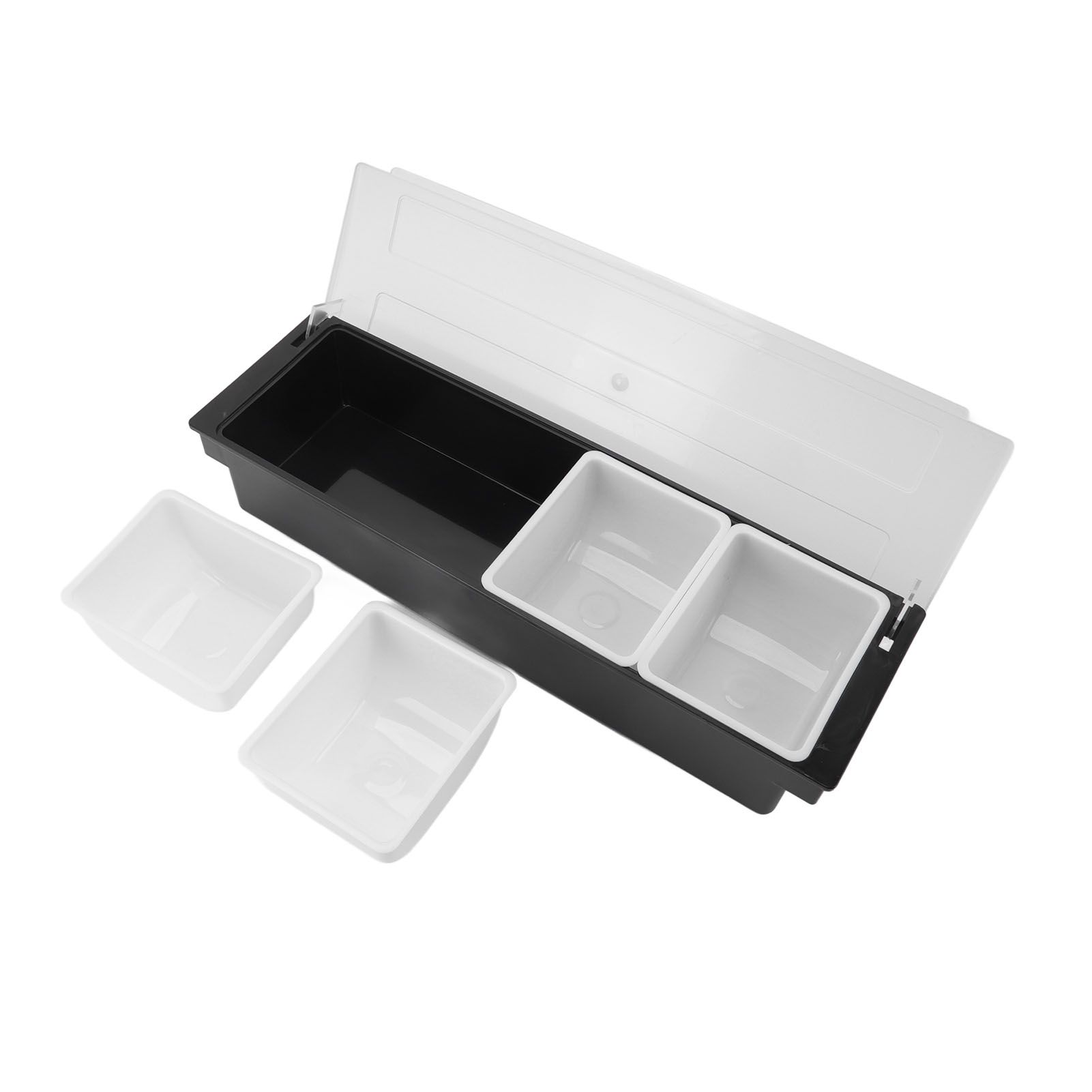 Condiment Caddy Durable Plastic Transparent Lid Detachable Design Multifunction Bar Fruit Caddy for Vege Fruit Seasoning 4 Compartments - Image 7