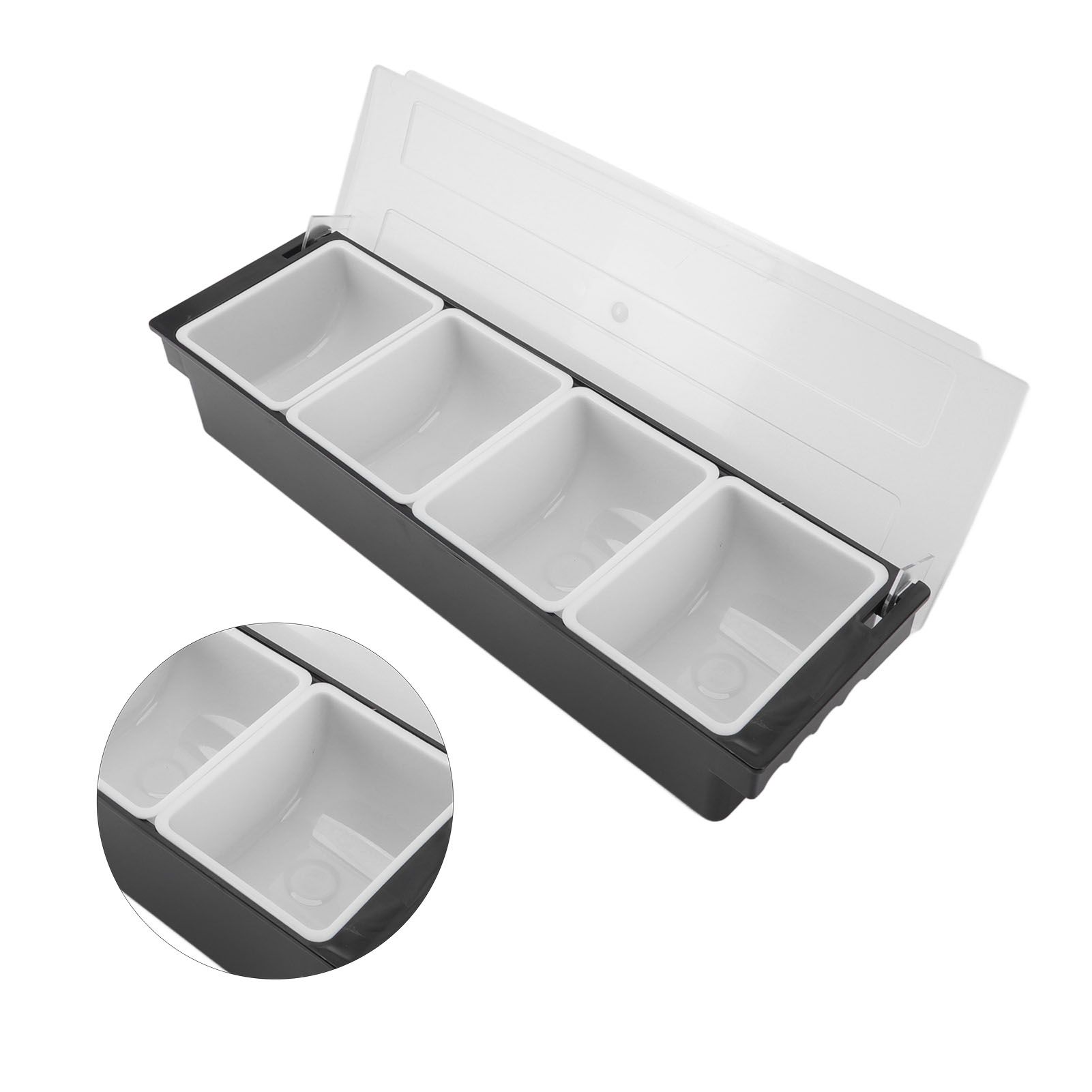 Condiment Caddy Durable Plastic Transparent Lid Detachable Design Multifunction Bar Fruit Caddy for Vege Fruit Seasoning 4 Compartments - Image 8
