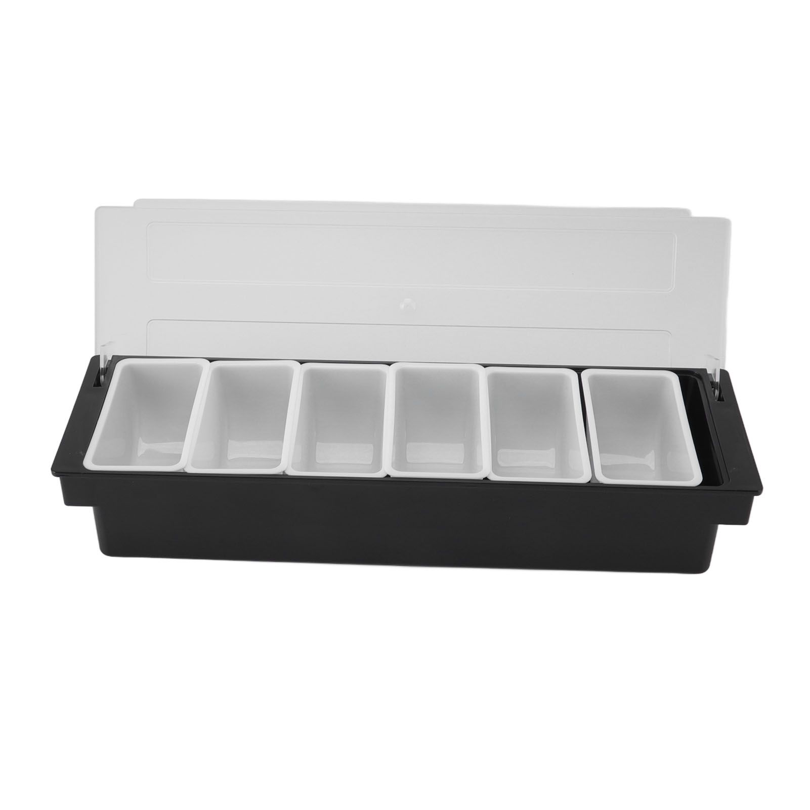 Condiment Caddy Durable Plastic Transparent Lid Detachable Design Multifunction Bar Fruit Caddy for Vege Fruit Seasoning 6 Compartments - Image 1
