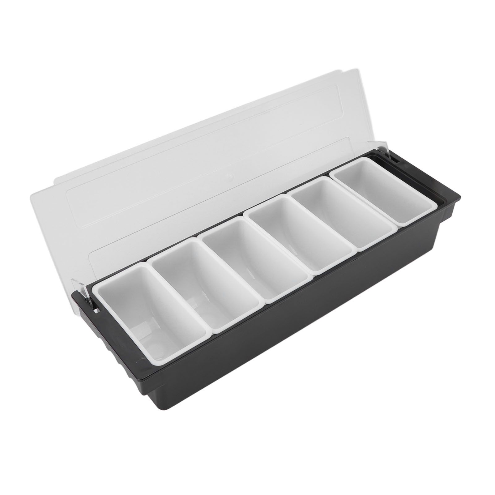 Condiment Caddy Durable Plastic Transparent Lid Detachable Design Multifunction Bar Fruit Caddy for Vege Fruit Seasoning 6 Compartments - Image 2