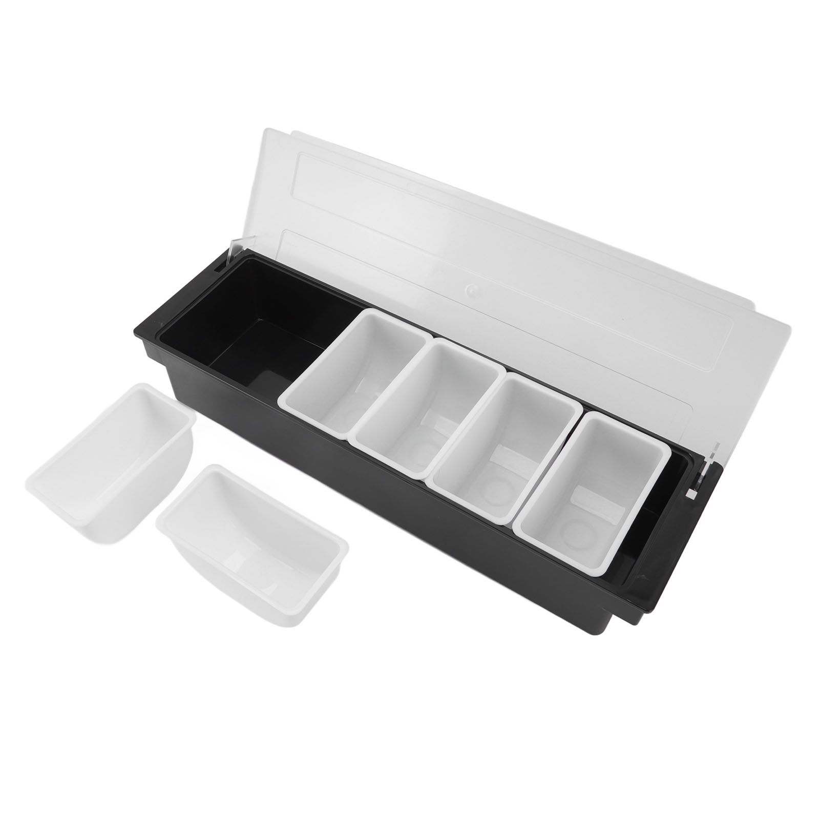 Condiment Caddy Durable Plastic Transparent Lid Detachable Design Multifunction Bar Fruit Caddy for Vege Fruit Seasoning 6 Compartments - Image 6