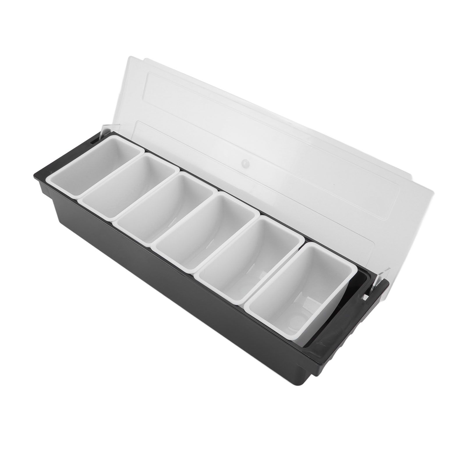 Condiment Caddy Durable Plastic Transparent Lid Detachable Design Multifunction Bar Fruit Caddy for Vege Fruit Seasoning 6 Compartments - Image 7