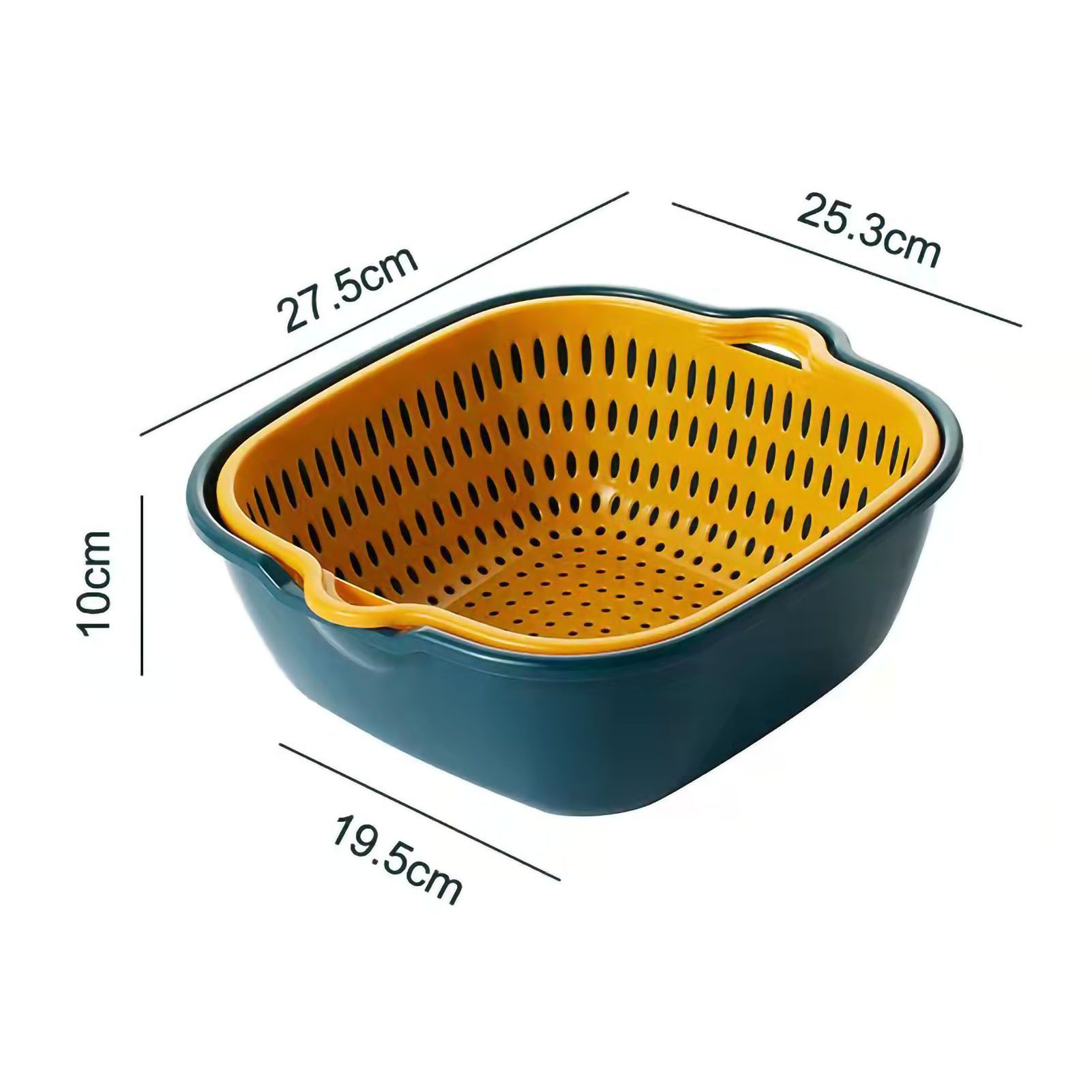 Drain Basket Double Layer Side Handle PP Rapid Draining Thickened Washing Basket for Kitchen Yellow and Blue - Image 5