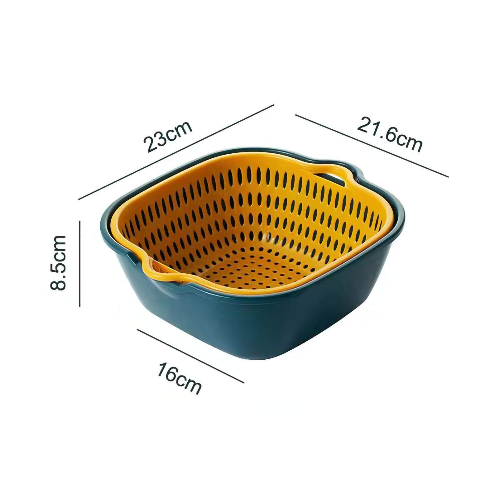 Drain Basket Double Layer Side Handle PP Rapid Draining Thickened Washing Basket for Kitchen Yellow and Blue - Image 6