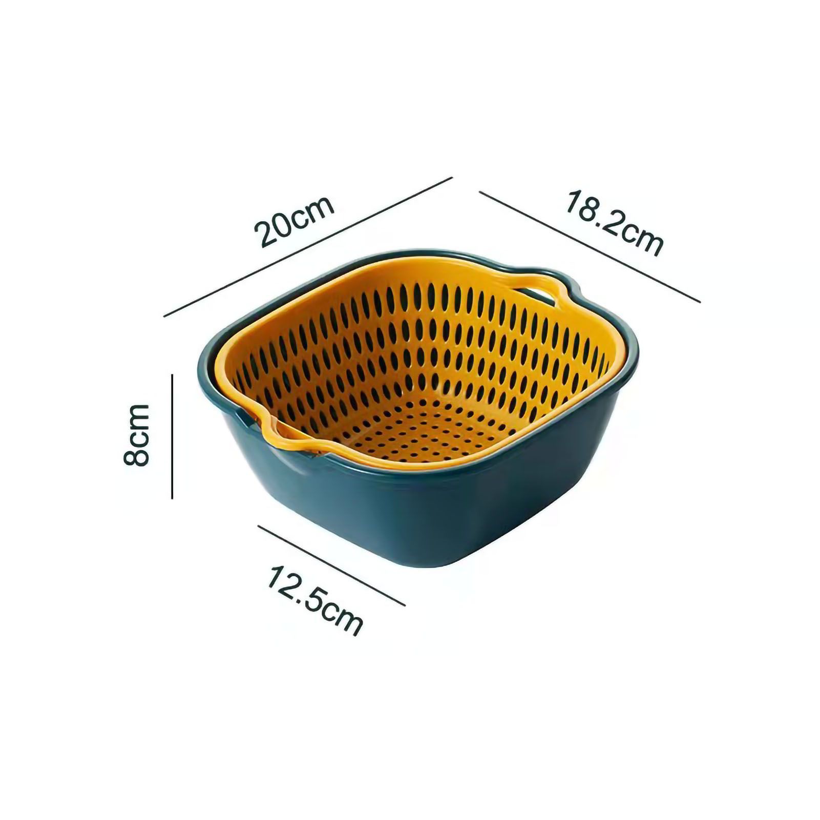 Drain Basket Double Layer Side Handle PP Rapid Draining Thickened Washing Basket for Kitchen Yellow and Blue - Image 7