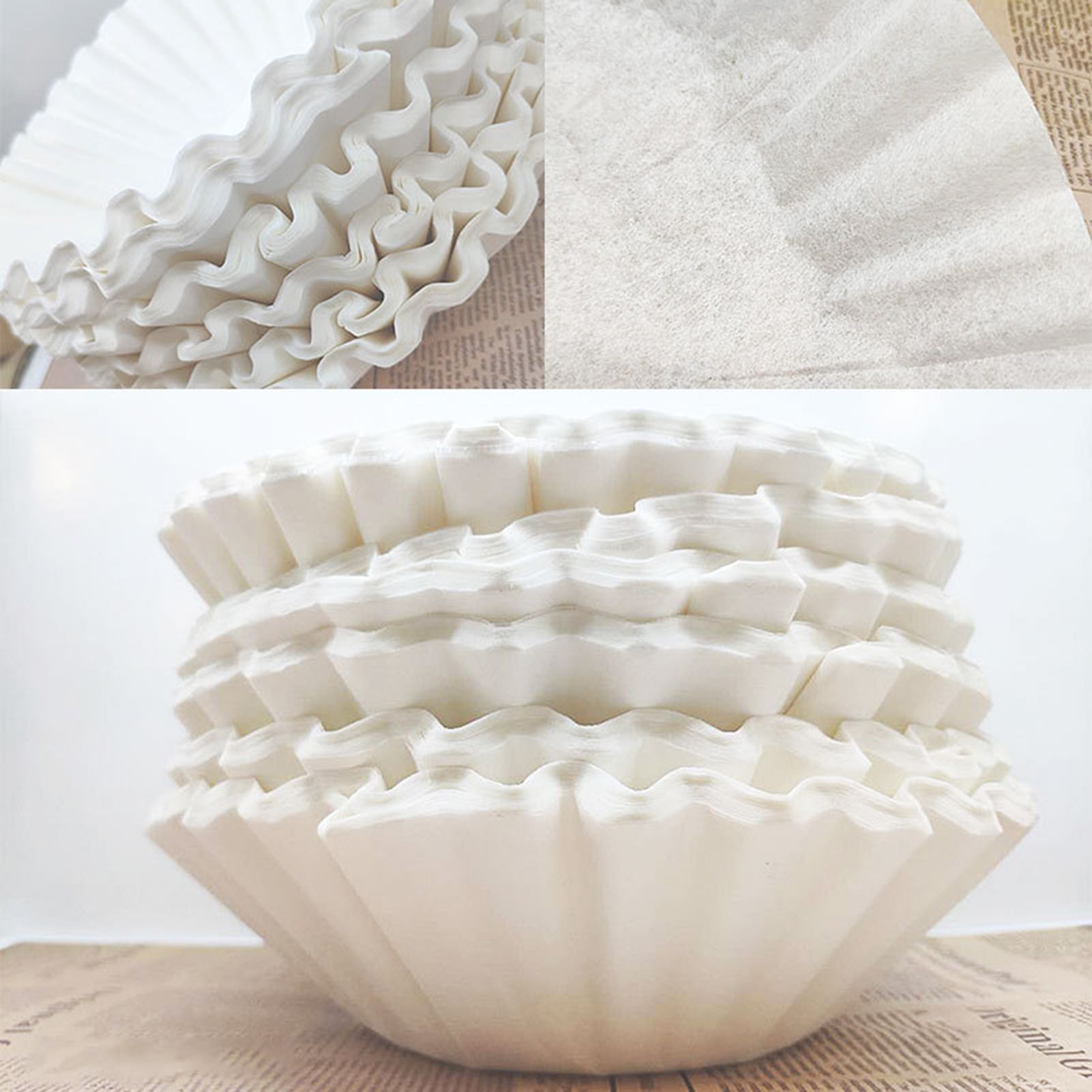 Disposable Coffee Filter Set Basket Coffee Filter Paper Replacement Accessory for Coffee Maker 100 Sheet - Image 1