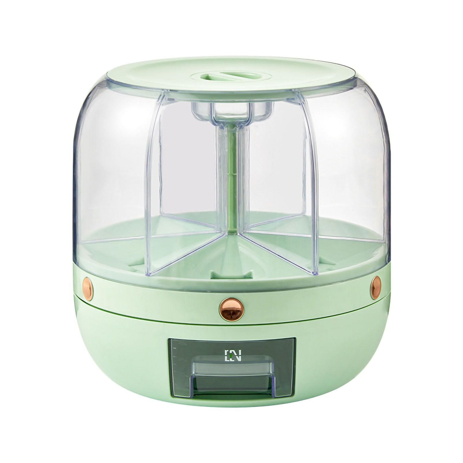 Grains Storage Box Rotatable Transparent Large Capacity Divided Bath Rice Tank Box for Kitchen - Image 1
