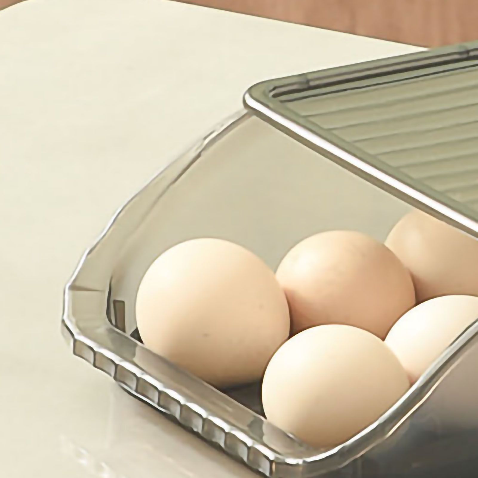 Egg Storage Box Plastic Automatic Rolling Transparent Thickened Grooved Egg Storage Container for Refrigerator Kitchen Black - Image 5