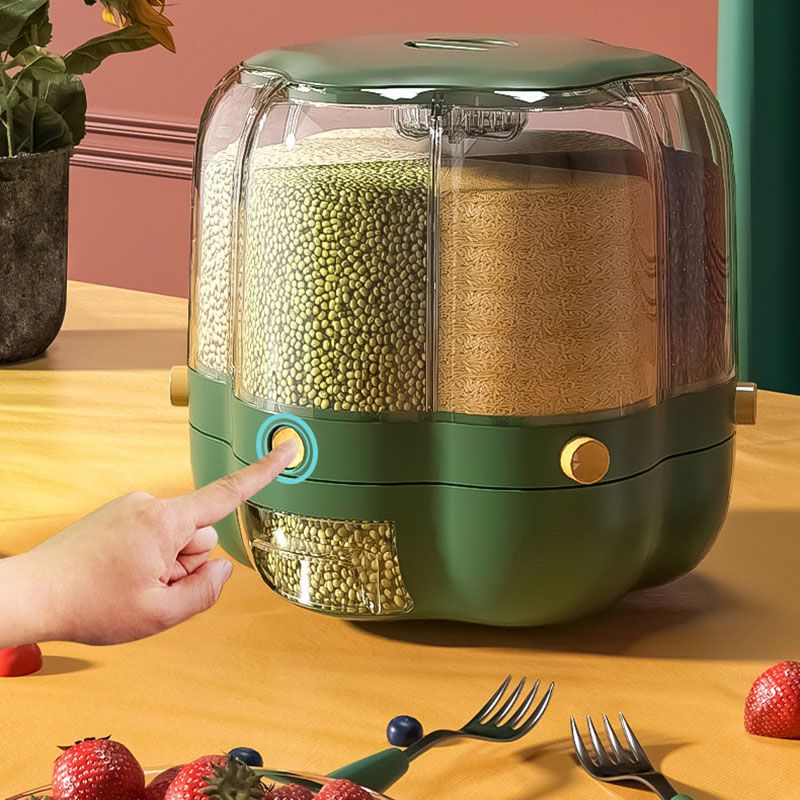 Grains Separate Storage Box Rotating Rice Bucket Food Grade Household Bean Storage Tank Large 6.5kg Green - Image 3