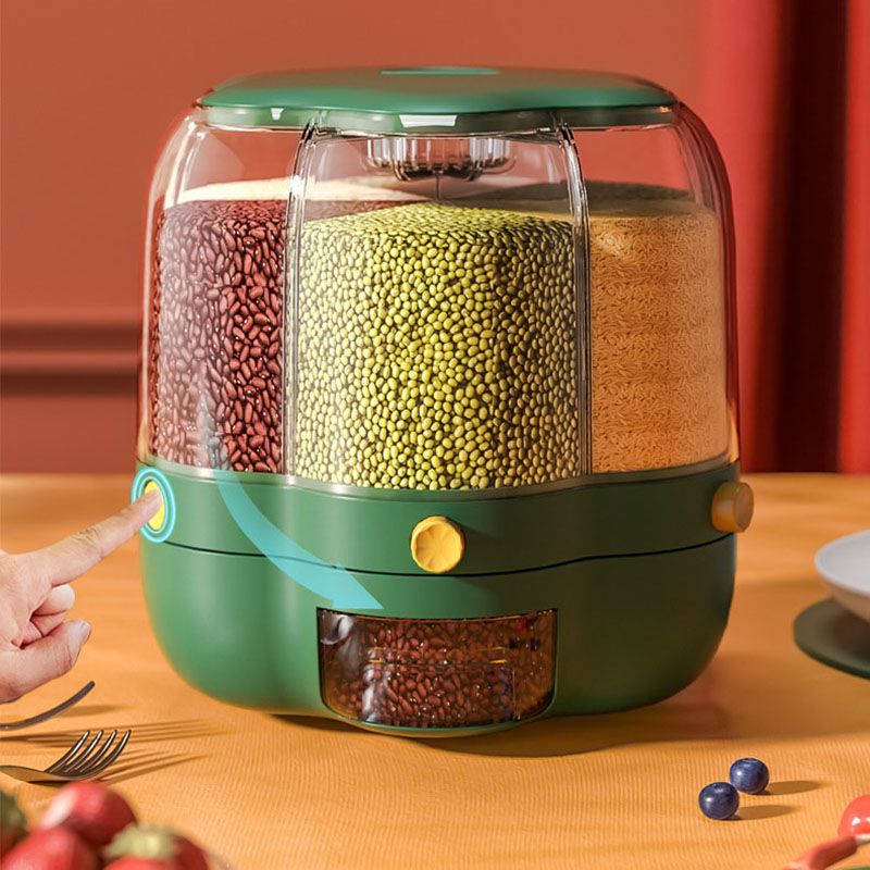 Grains Separate Storage Box Rotating Rice Bucket Food Grade Household Bean Storage Tank Large 6.5kg Green - Image 4