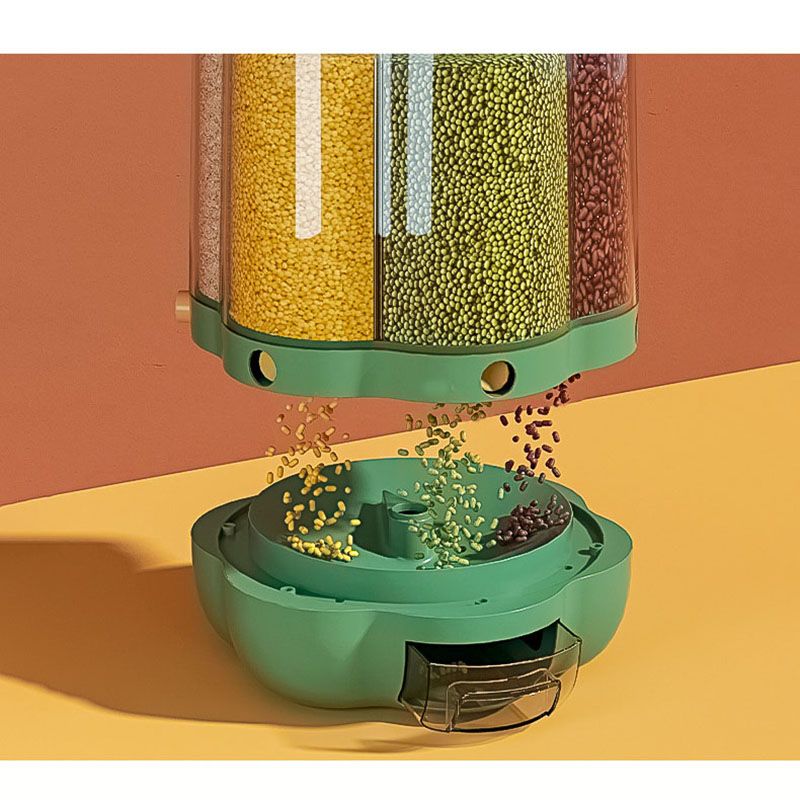 Grains Separate Storage Box Rotating Rice Bucket Food Grade Household Bean Storage Tank Large 6.5kg Green - Image 5