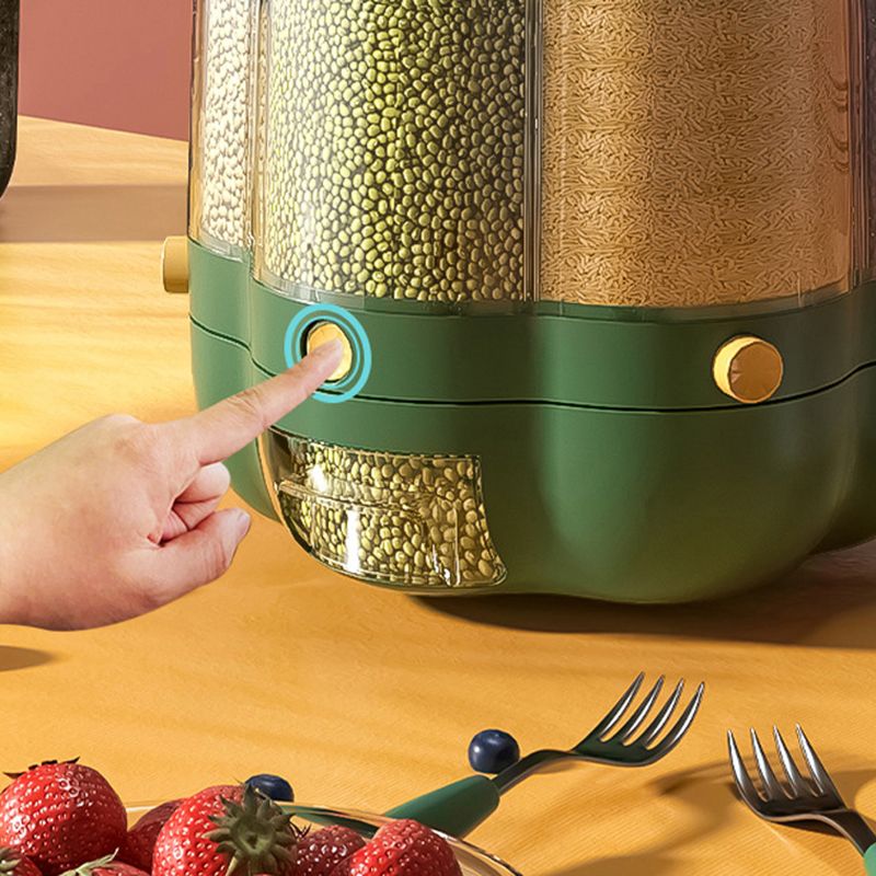 Grains Separate Storage Box Rotating Rice Bucket Food Grade Household Bean Storage Tank Large 6.5kg Green - Image 7