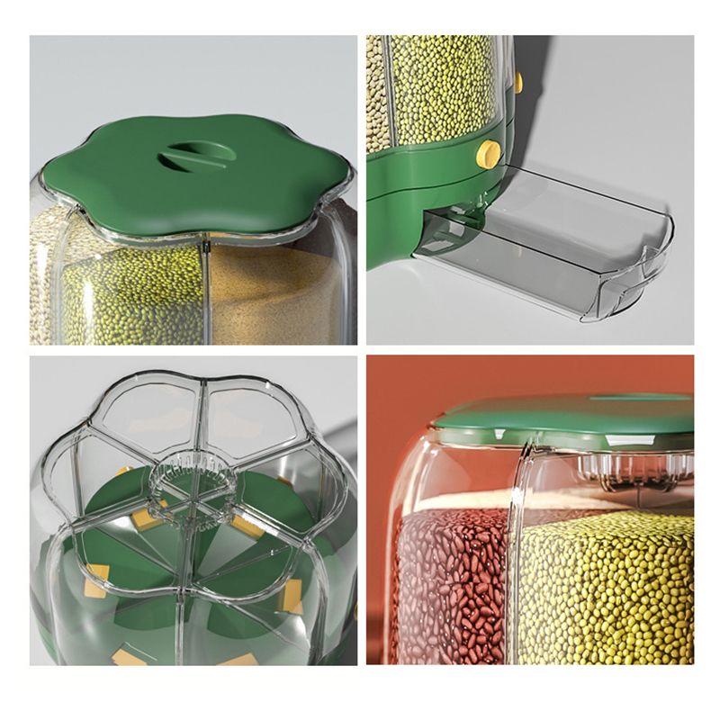 Grains Separate Storage Box Rotating Rice Bucket Food Grade Household Bean Storage Tank Large 6.5kg Green - Image 8