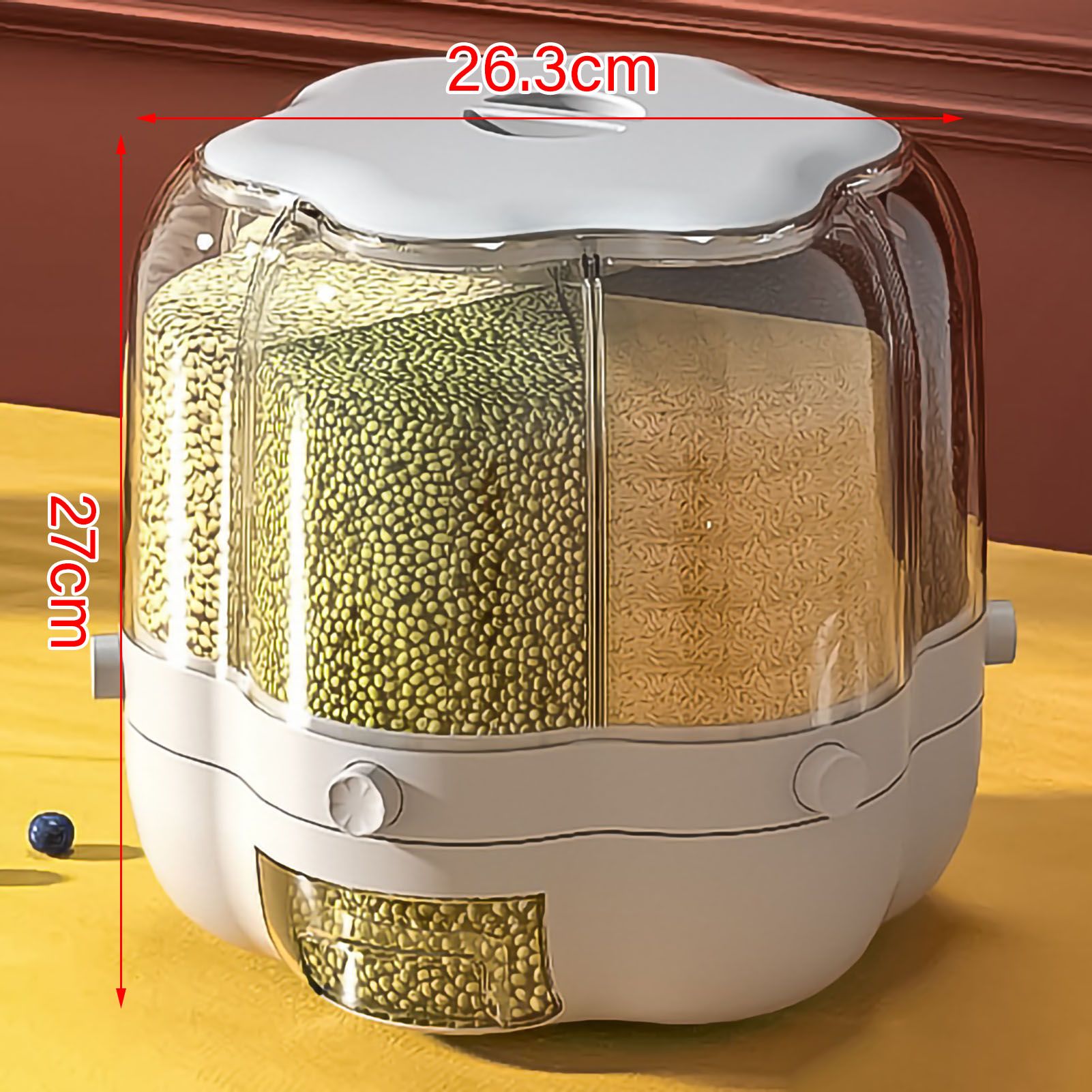 Grains Separate Storage Box Rotating Rice Bucket Food Grade Household Bean Storage Tank Large 6.5kg White - Image 6