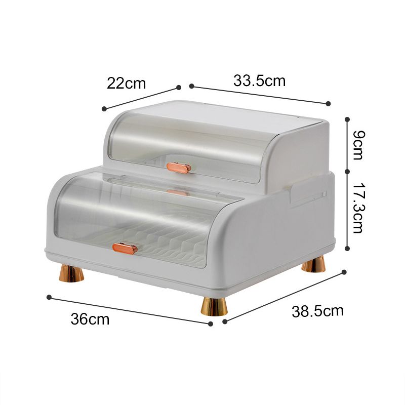 Draining Bowl Rack Plastic Tableware Drainer Storage Box Dish Chopsticks Drying Box with Lid White - Image 2