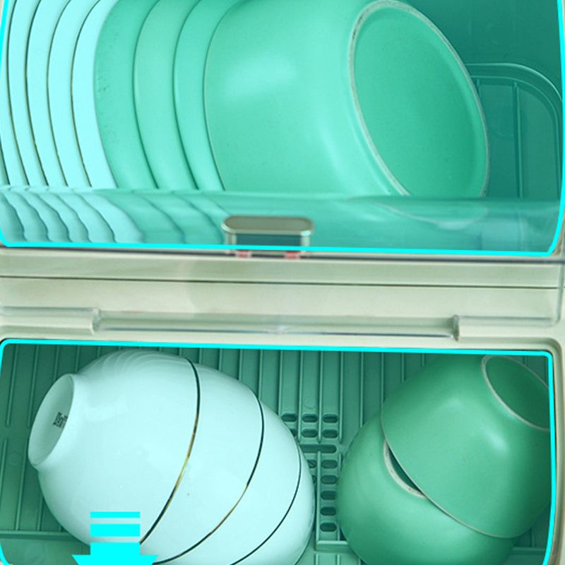 Draining Bowl Rack Plastic Tableware Drainer Storage Box Dish Chopsticks Drying Box with Lid Light Green - Image 7