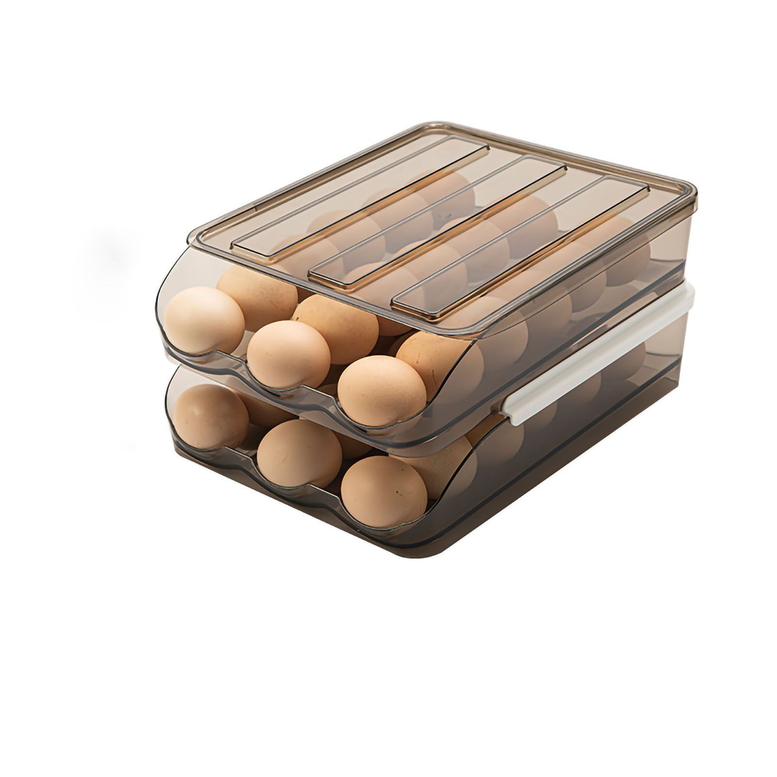 Refrigerator Preservation Storage Box Rolling Multilayer Transparent Egg Storage Box for Kitchen Two Layers - Image 1