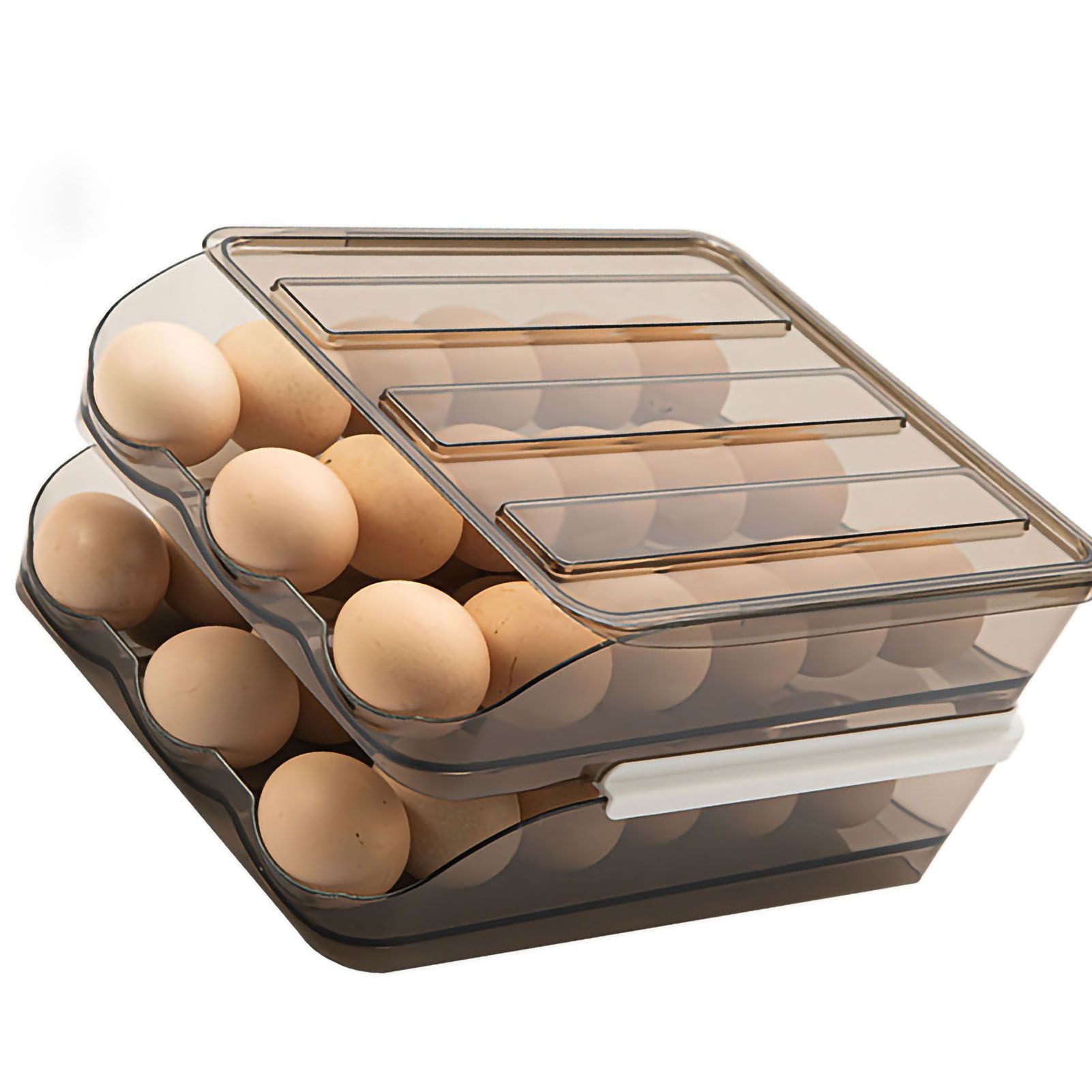 Refrigerator Preservation Storage Box Rolling Multilayer Transparent Egg Storage Box for Kitchen Two Layers - Image 2