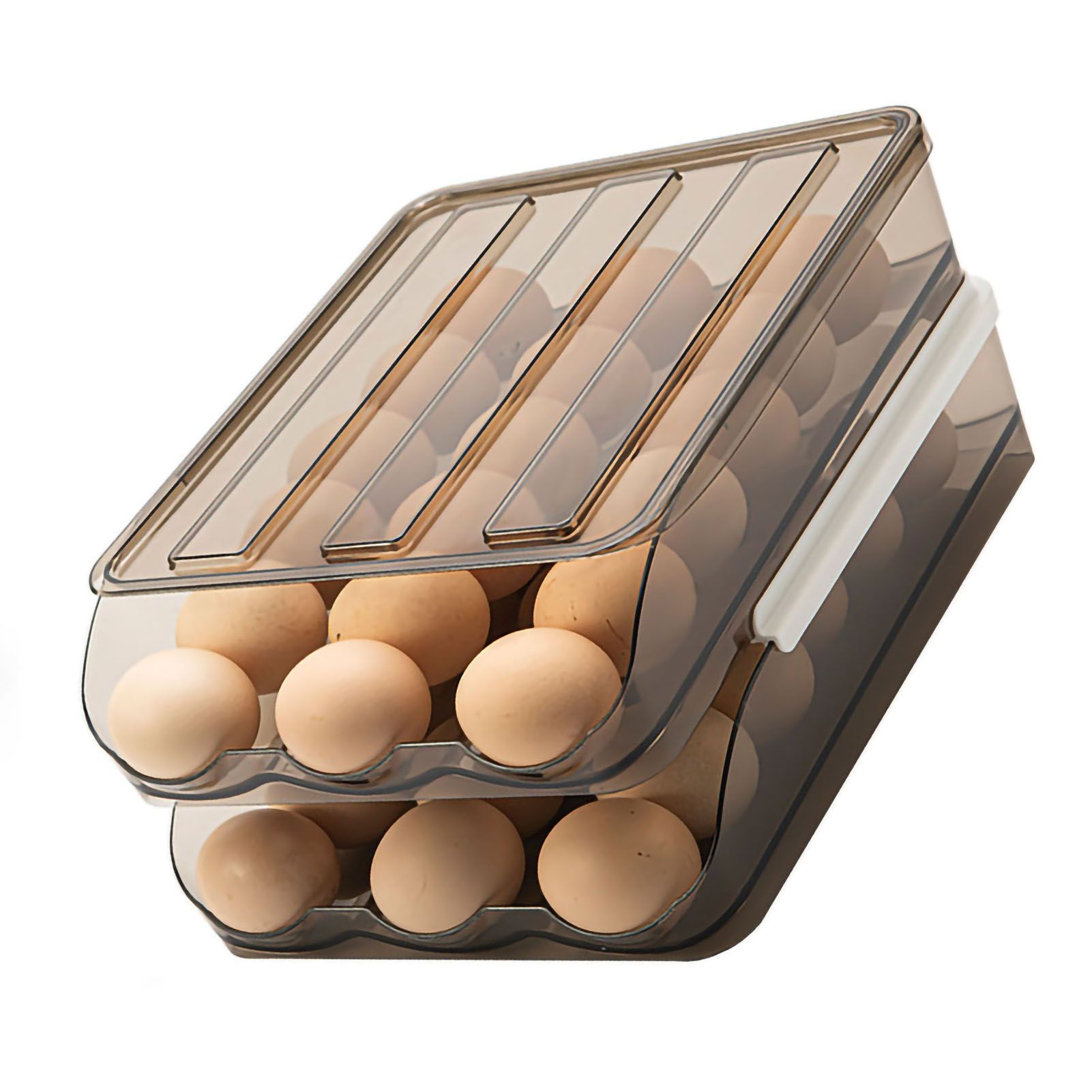 Refrigerator Preservation Storage Box Rolling Multilayer Transparent Egg Storage Box for Kitchen Two Layers - Image 3
