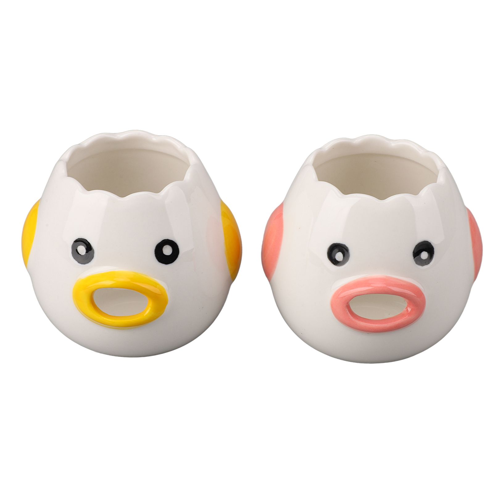 2pcs Egg Separator Ceramic Chicken Shaped Egg Yolk White Filter Kitchen Cooking Accessories Pink and Yellow - Image 1