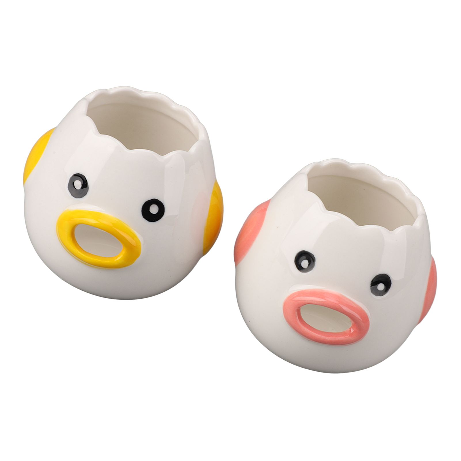2pcs Egg Separator Ceramic Chicken Shaped Egg Yolk White Filter Kitchen Cooking Accessories Pink and Yellow - Image 2