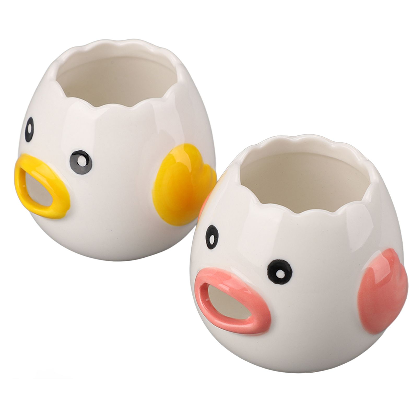 2pcs Egg Separator Ceramic Chicken Shaped Egg Yolk White Filter Kitchen Cooking Accessories Pink and Yellow - Image 3