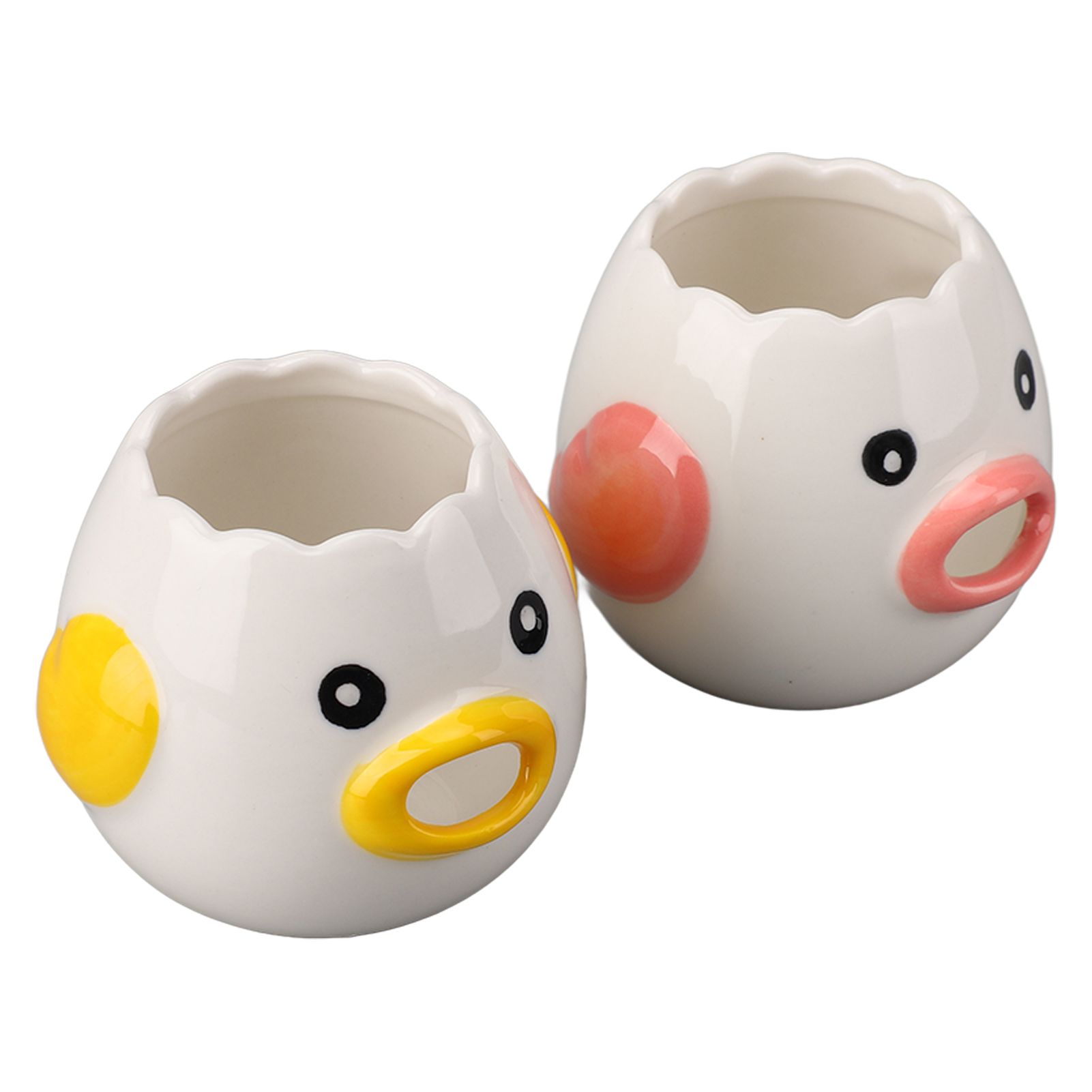 2pcs Egg Separator Ceramic Chicken Shaped Egg Yolk White Filter Kitchen Cooking Accessories Pink and Yellow - Image 4