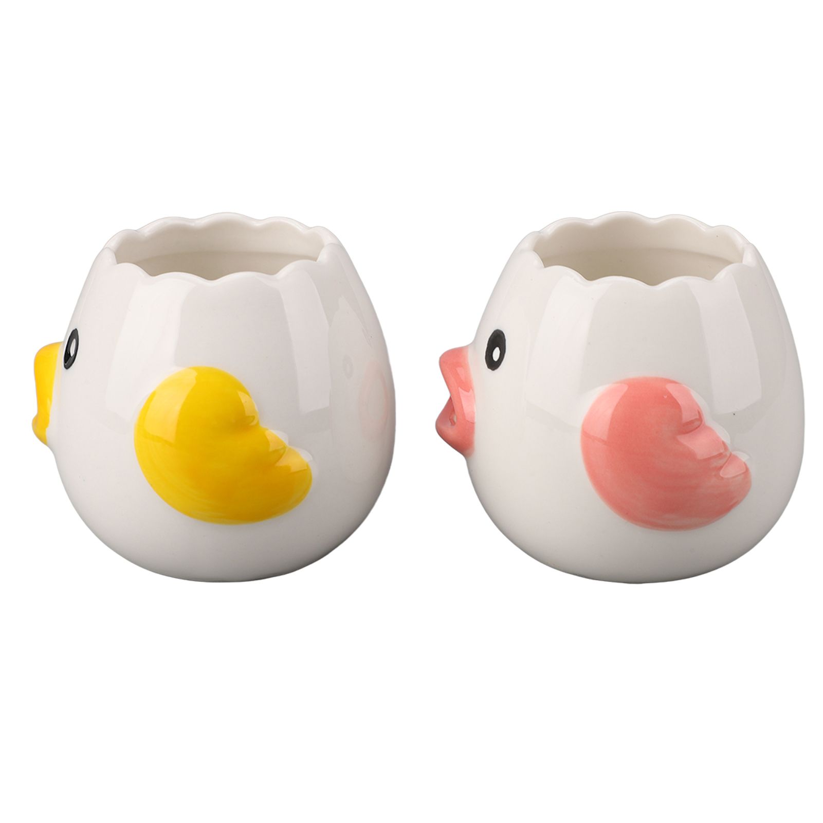 2pcs Egg Separator Ceramic Chicken Shaped Egg Yolk White Filter Kitchen Cooking Accessories Pink and Yellow - Image 5