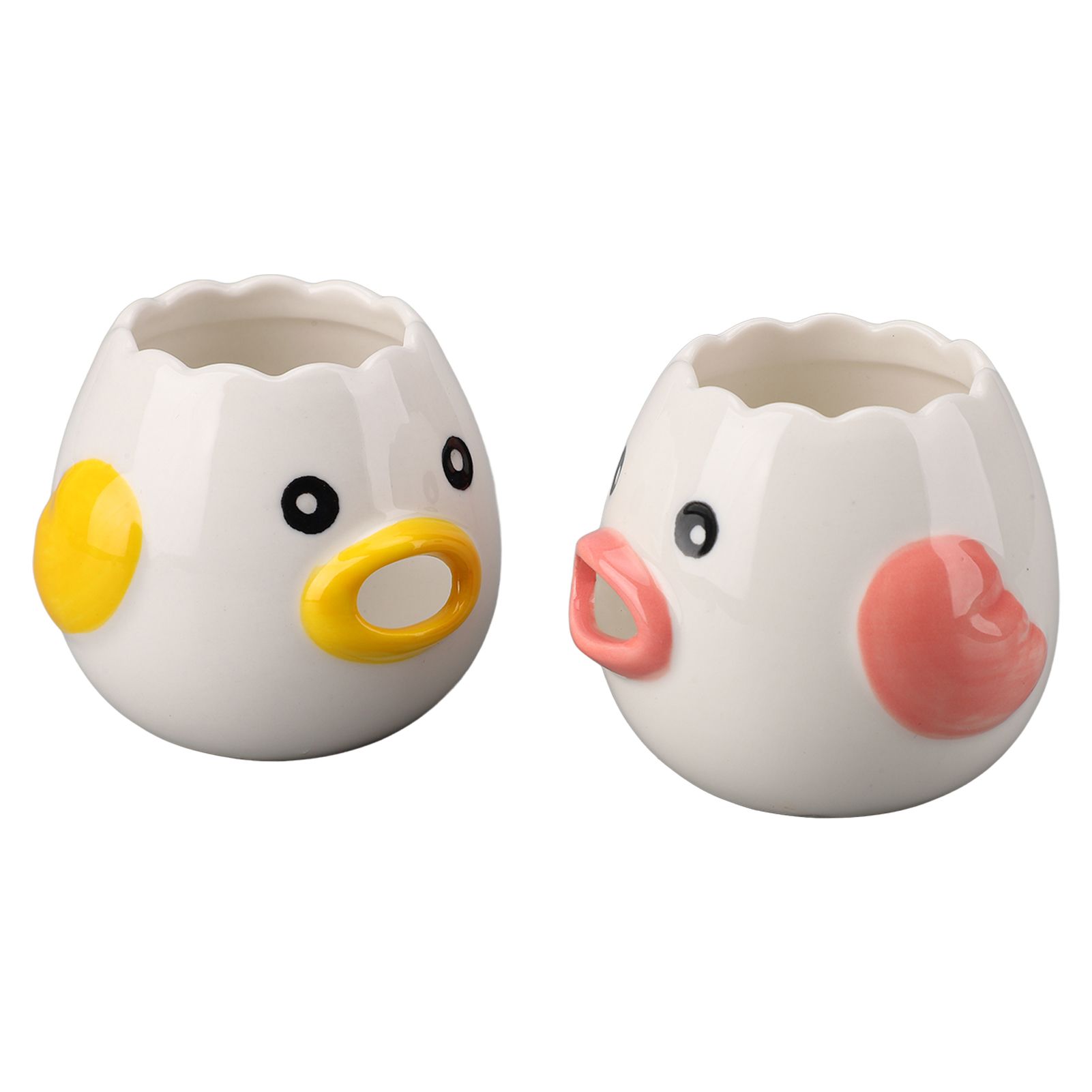 2pcs Egg Separator Ceramic Chicken Shaped Egg Yolk White Filter Kitchen Cooking Accessories Pink and Yellow - Image 6