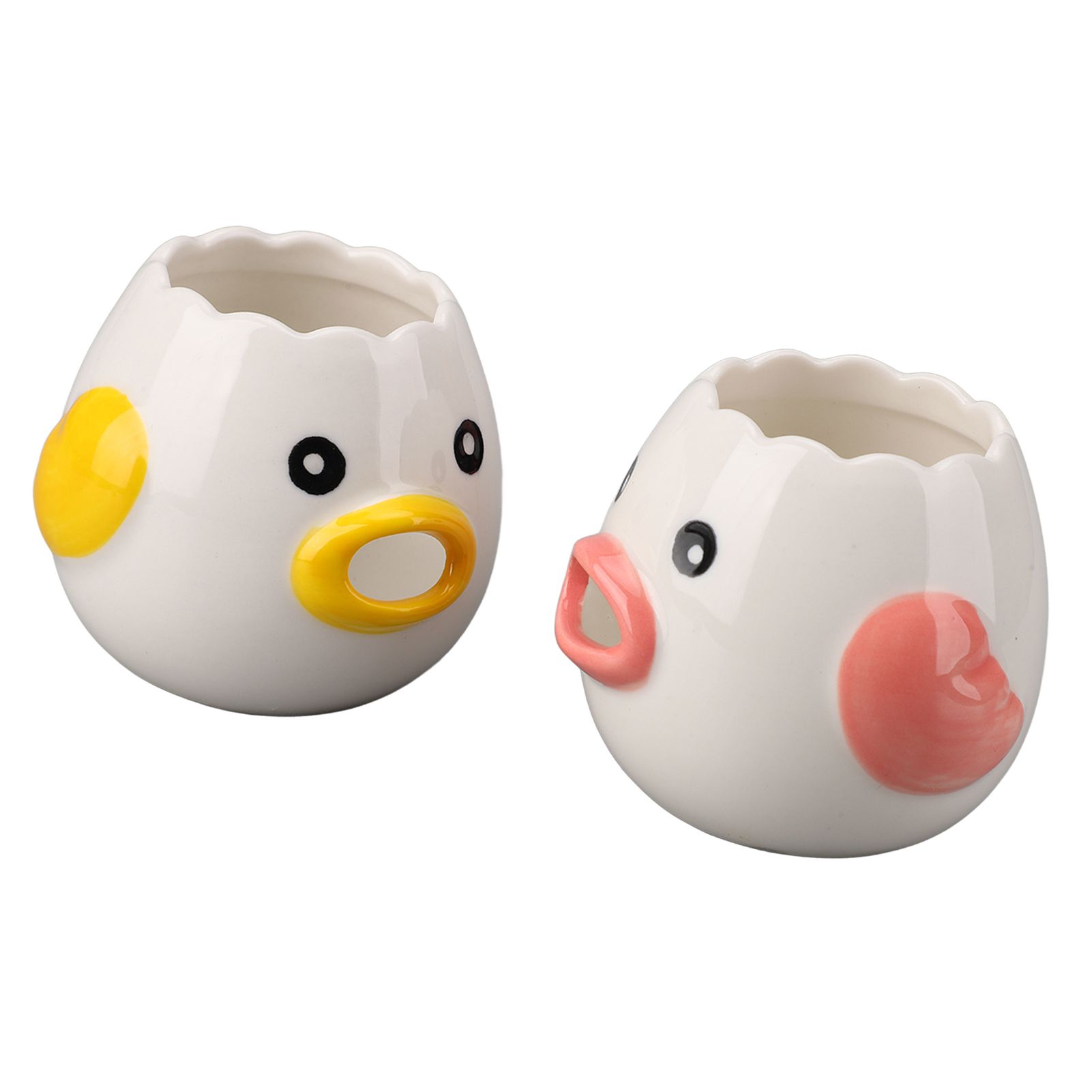 2pcs Egg Separator Ceramic Chicken Shaped Egg Yolk White Filter Kitchen Cooking Accessories Pink and Yellow - Image 8