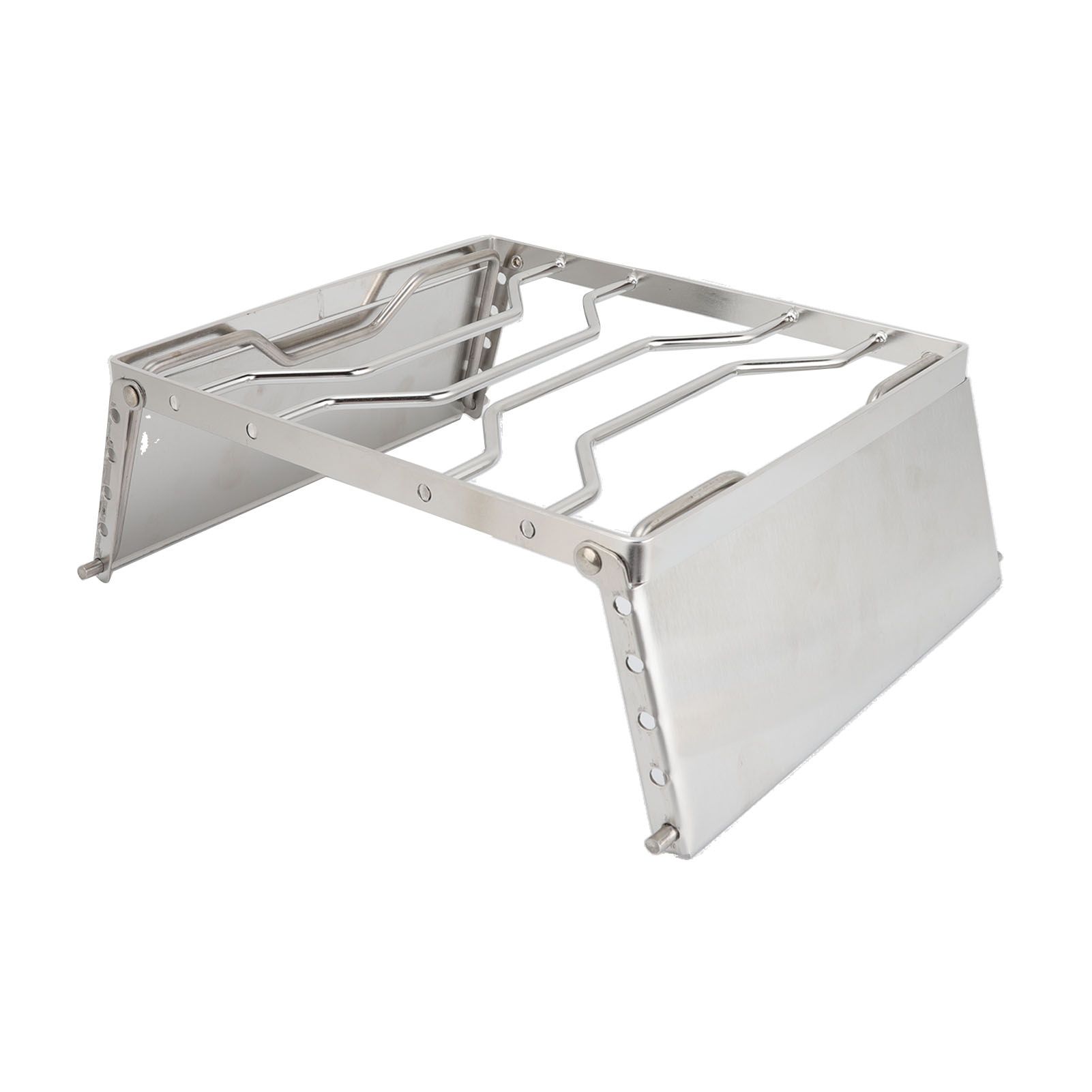 Stove Stand Rack Stainless Steel Silver Foldable Multifunctional Portable Picnic Pot Bracket for Camping Traveling - Image 2