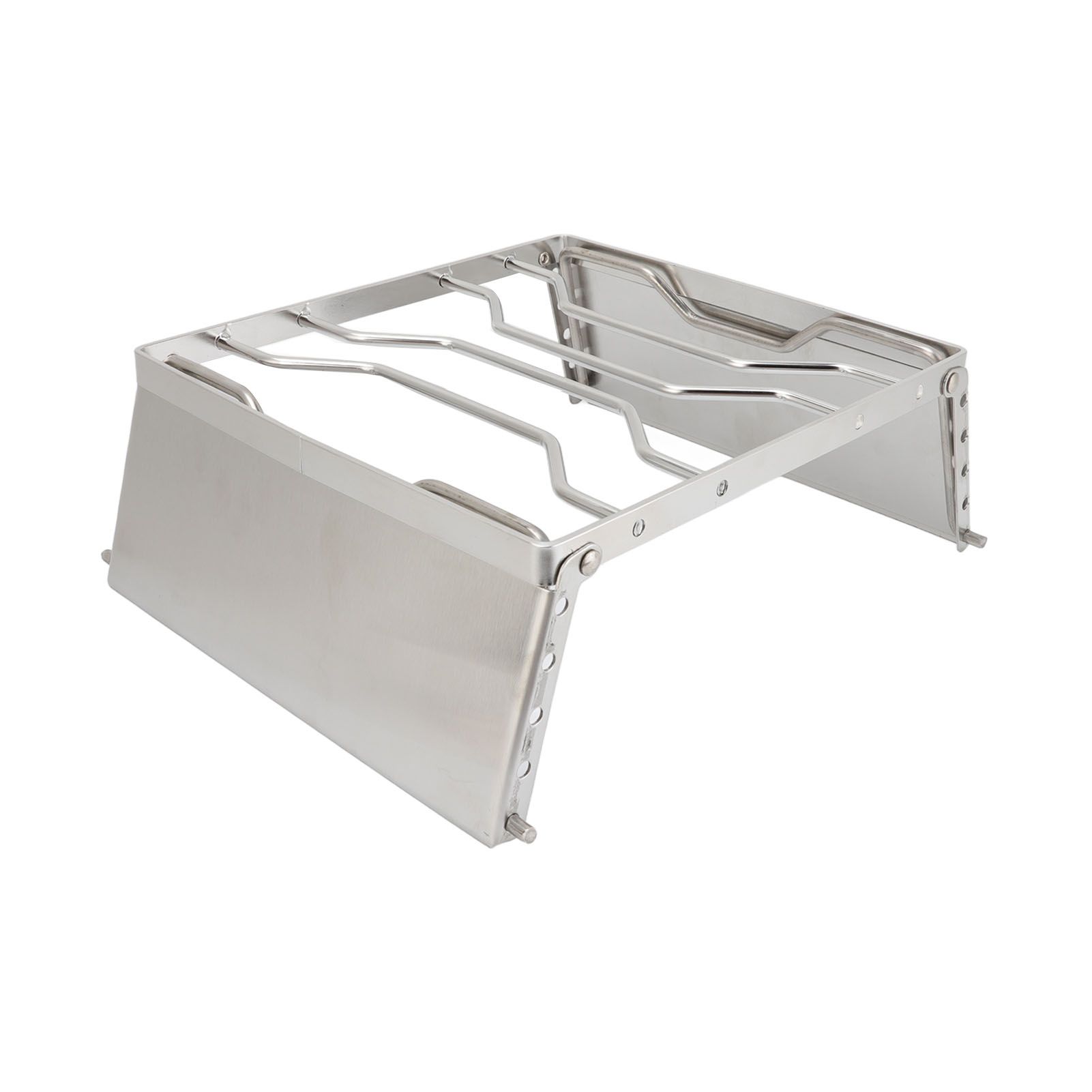Stove Stand Rack Stainless Steel Silver Foldable Multifunctional Portable Picnic Pot Bracket for Camping Traveling - Image 3