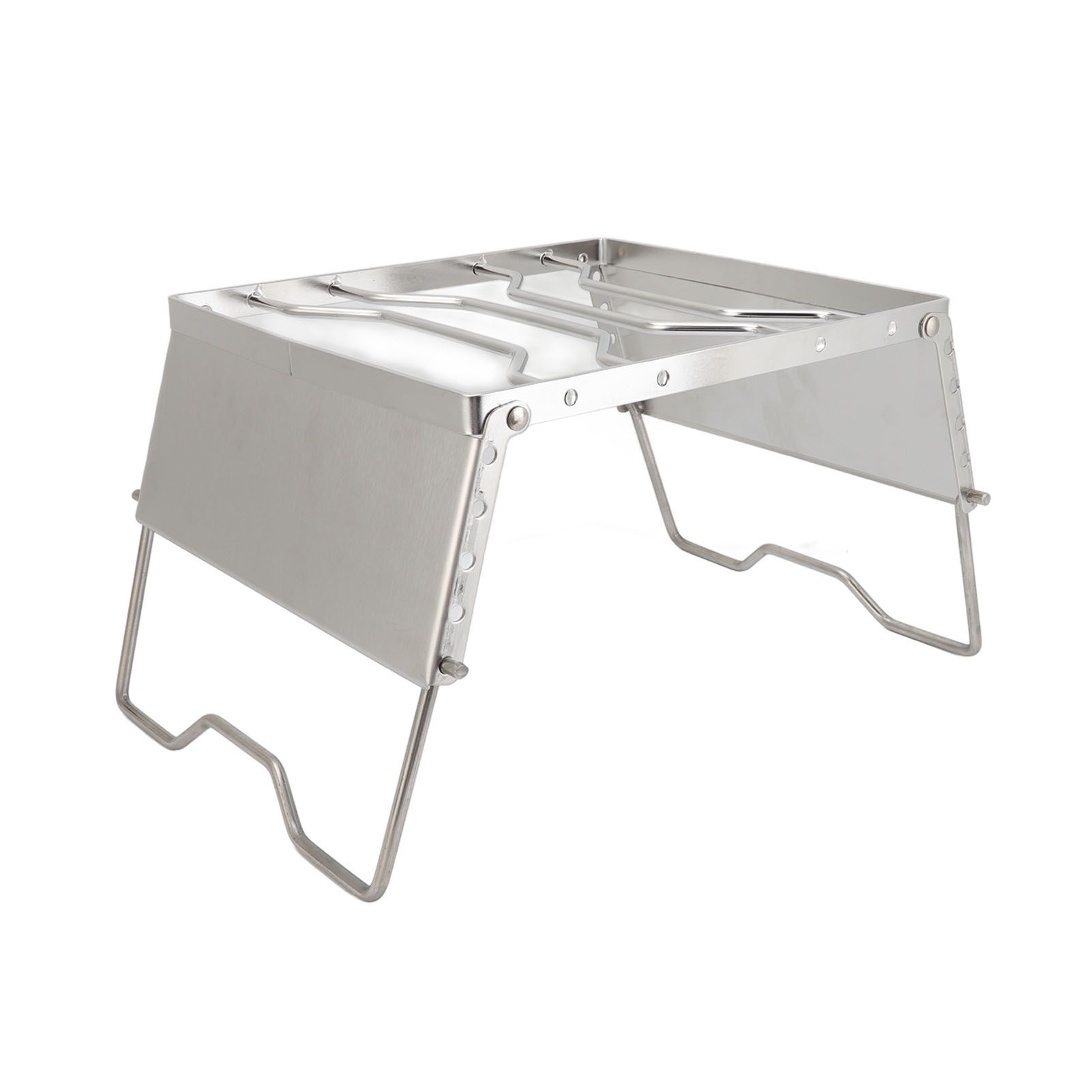 Stove Stand Rack Stainless Steel Silver Foldable Multifunctional Portable Picnic Pot Bracket for Camping Traveling - Image 8