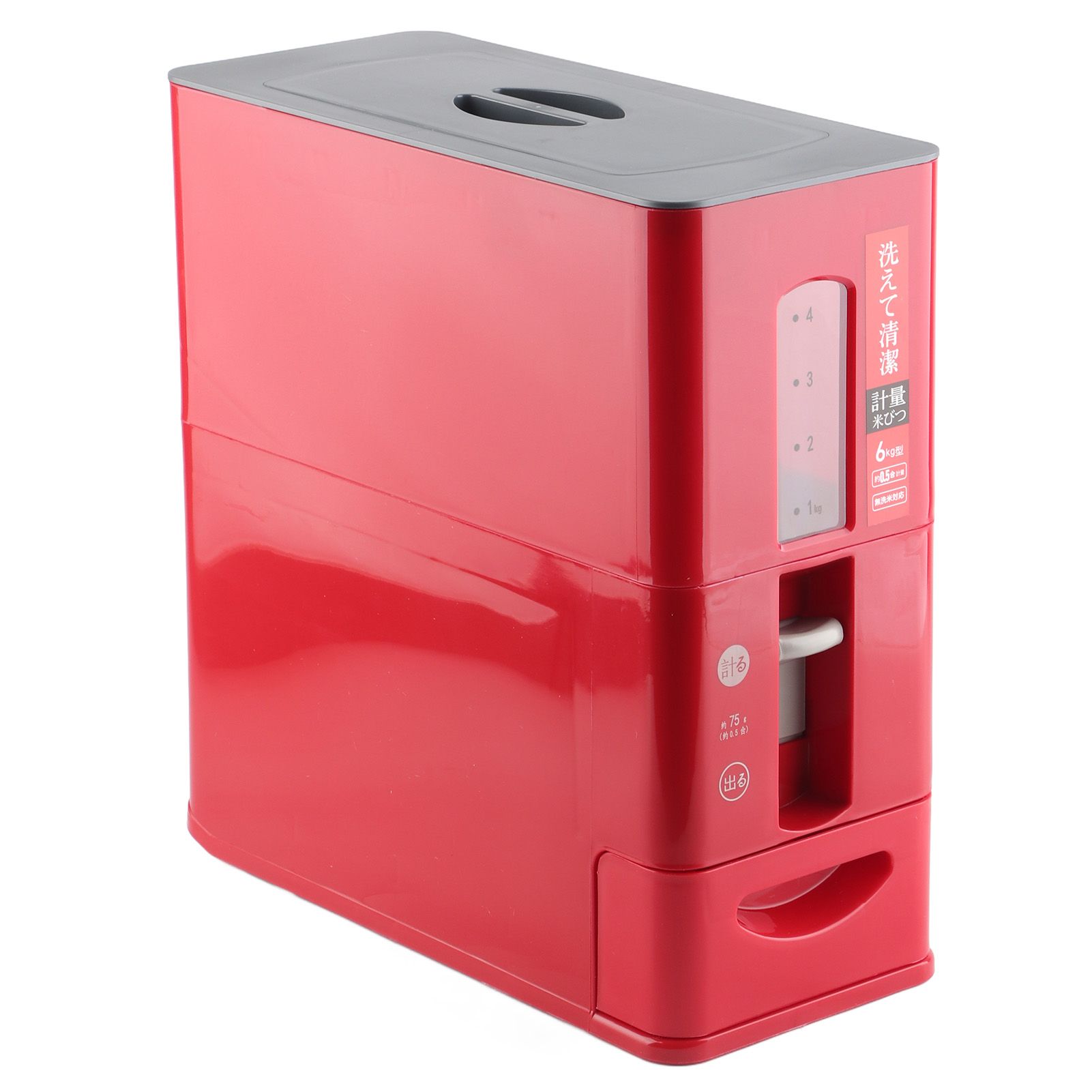 Rice Dispenser Transparent Clear Scale Funnel Type Dust Proof Household Rice Bucket for Soybean Oatmeal S Red 13.4 X 5.9 X 13.8in - Image 8