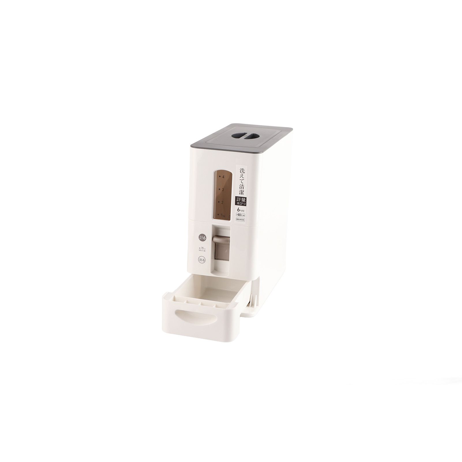 Rice Dispenser Transparent Clear Scale Funnel Type Dust Proof Household Rice Bucket for Soybean Oatmeal S White 13.4 X 5.9 X 13.8in - Image 4