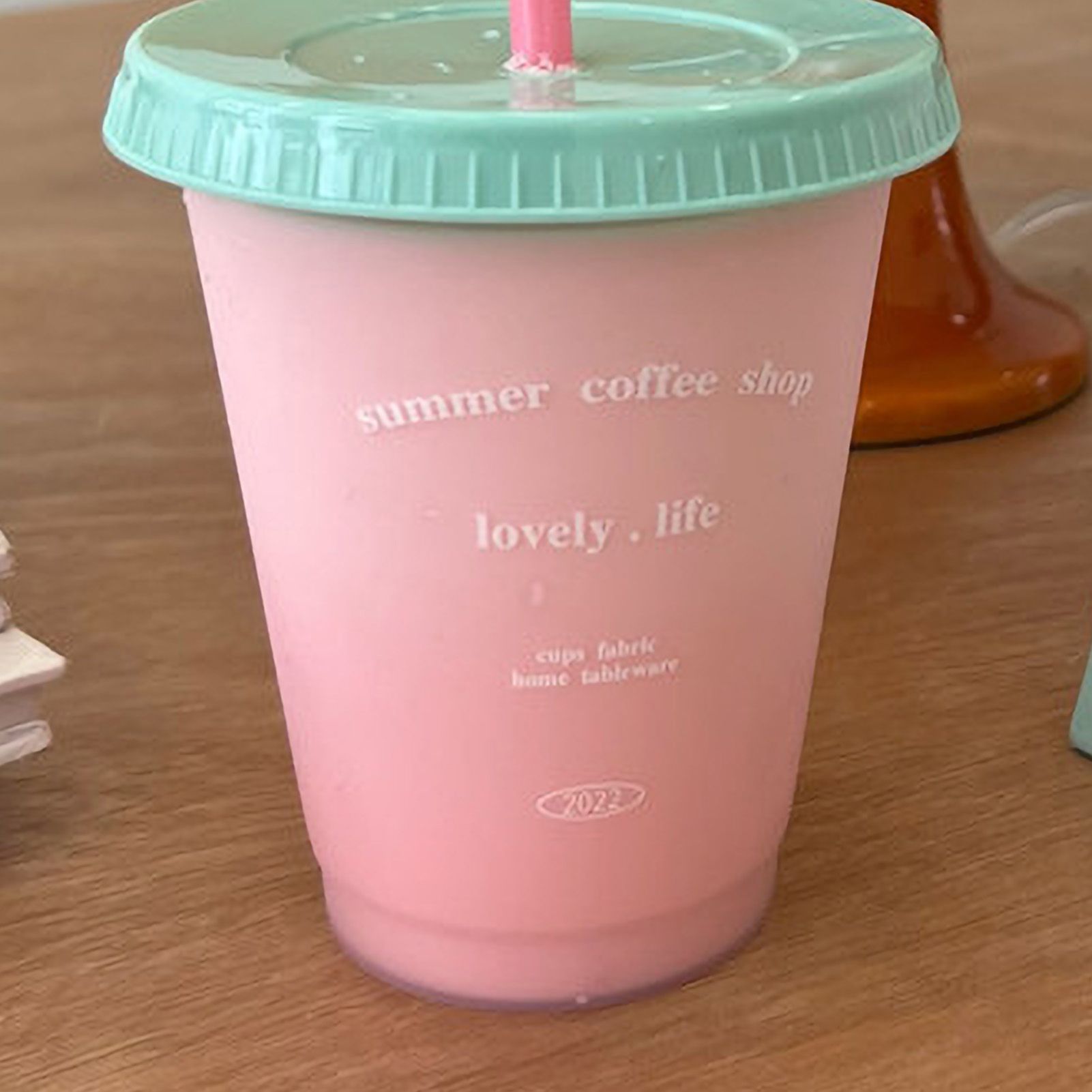 Plastic Coffee Cup Large Capacity Cute Water Cup With Straw Lid for Summer Cold Drinking Summer Coffee Shop 470ml - Image 2