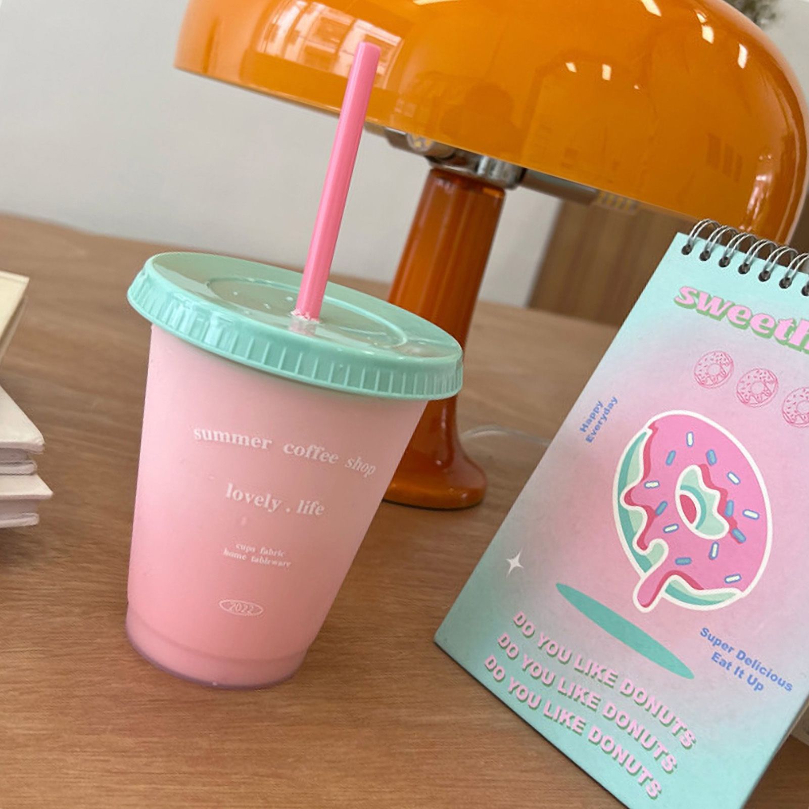 Plastic Coffee Cup Large Capacity Cute Water Cup With Straw Lid for Summer Cold Drinking Summer Coffee Shop 470ml - Image 5