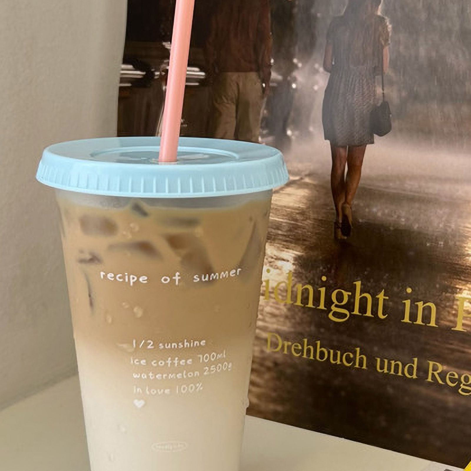 Plastic Coffee Cup Large Capacity Cute Water Cup With Straw Lid for Summer Cold Drinking Recipe of Summer 700ml - Image 5