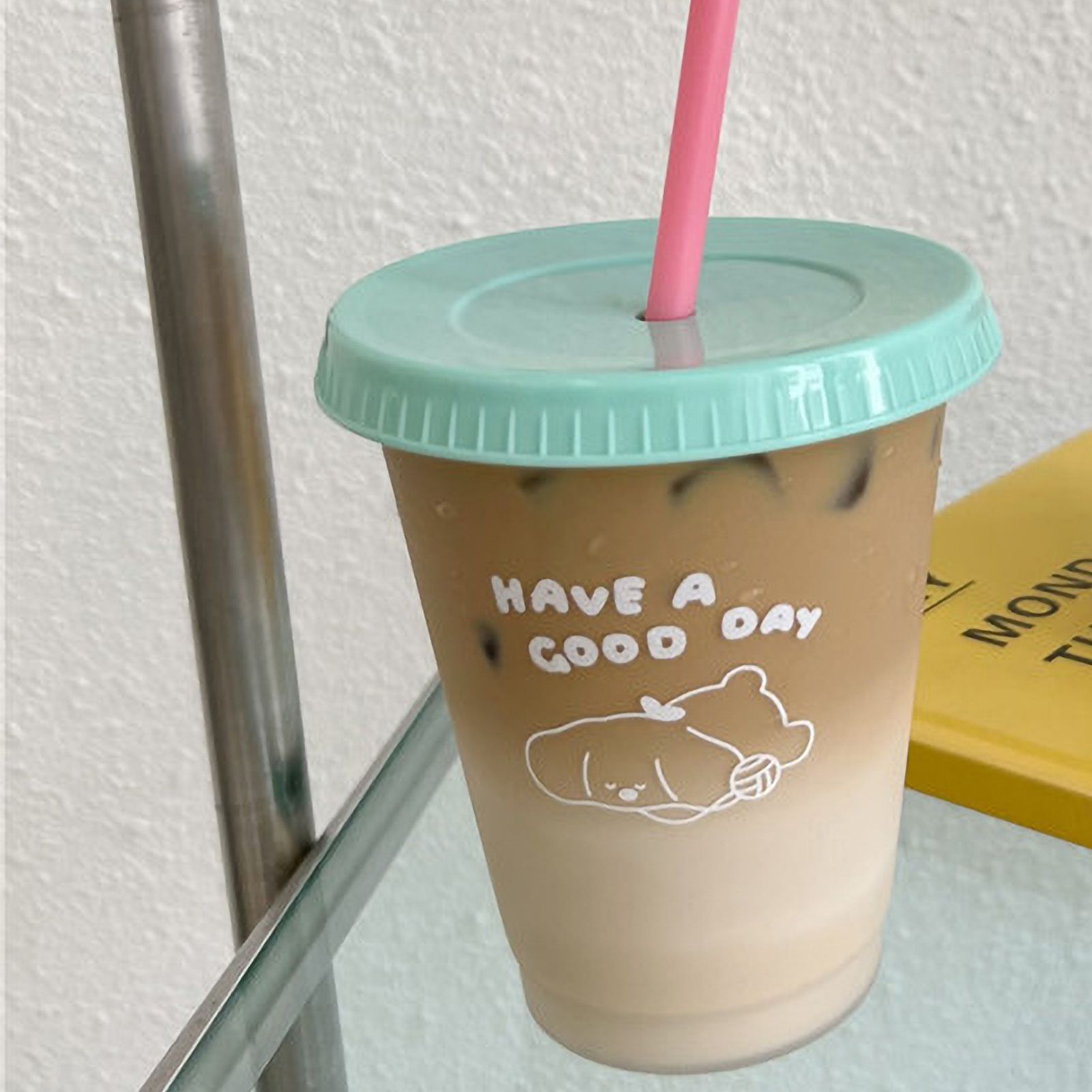 Plastic Coffee Cup Large Capacity Cute Water Cup With Straw Lid for Summer Cold Drinking Dog 470ml - Image 2