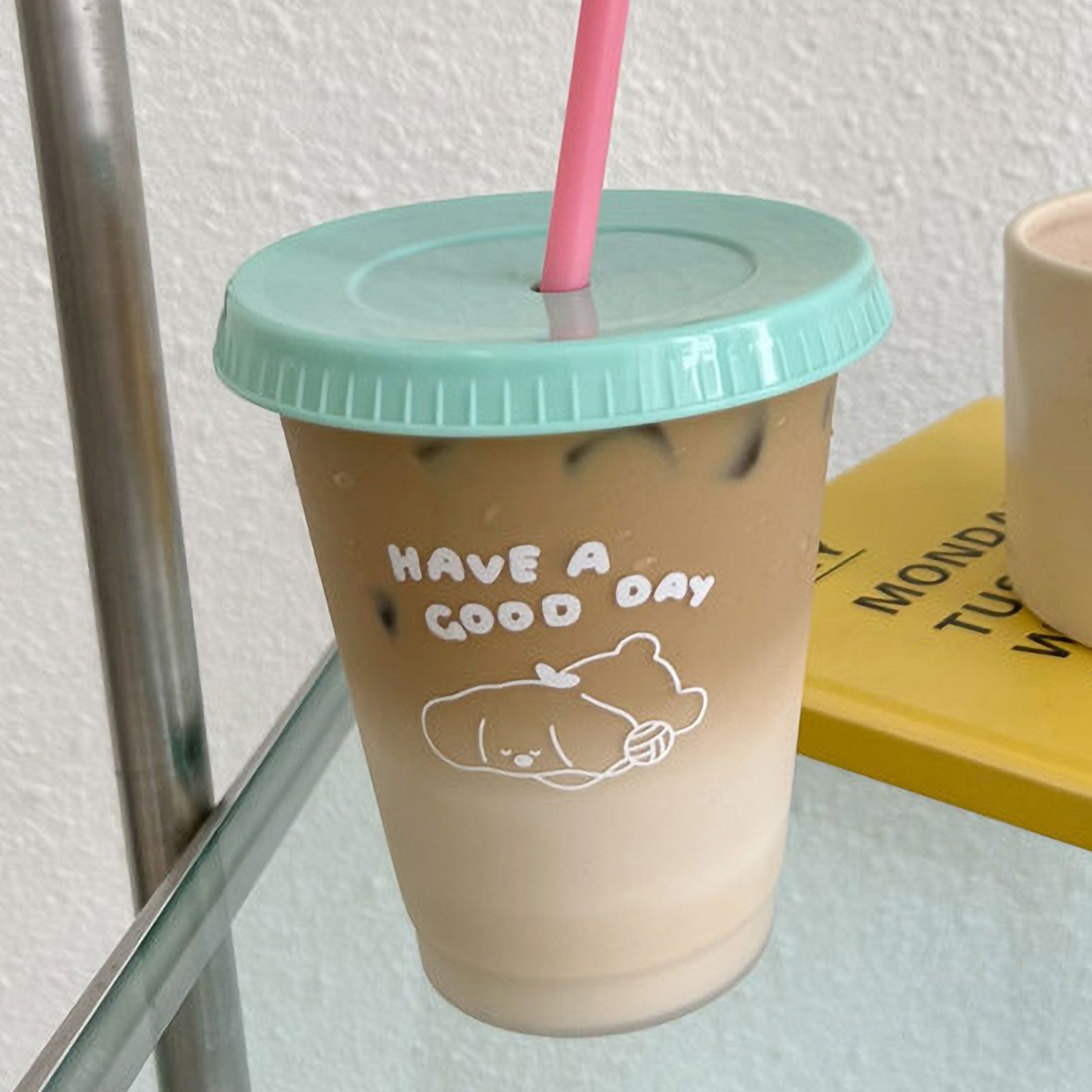 Plastic Coffee Cup Large Capacity Cute Water Cup With Straw Lid for Summer Cold Drinking Dog 470ml - Image 5
