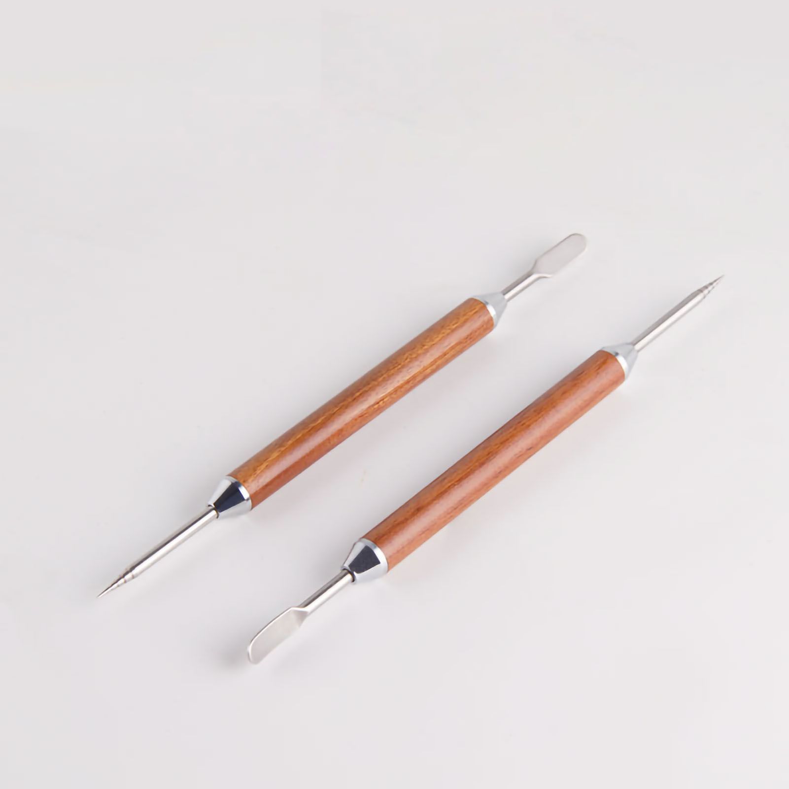 Coffee Art Needle Wood Handle Stainless Steel Latte Carving Pen DIY Coffee Art Tool Pear Wood Handle Coffee Art Needle - Image 2