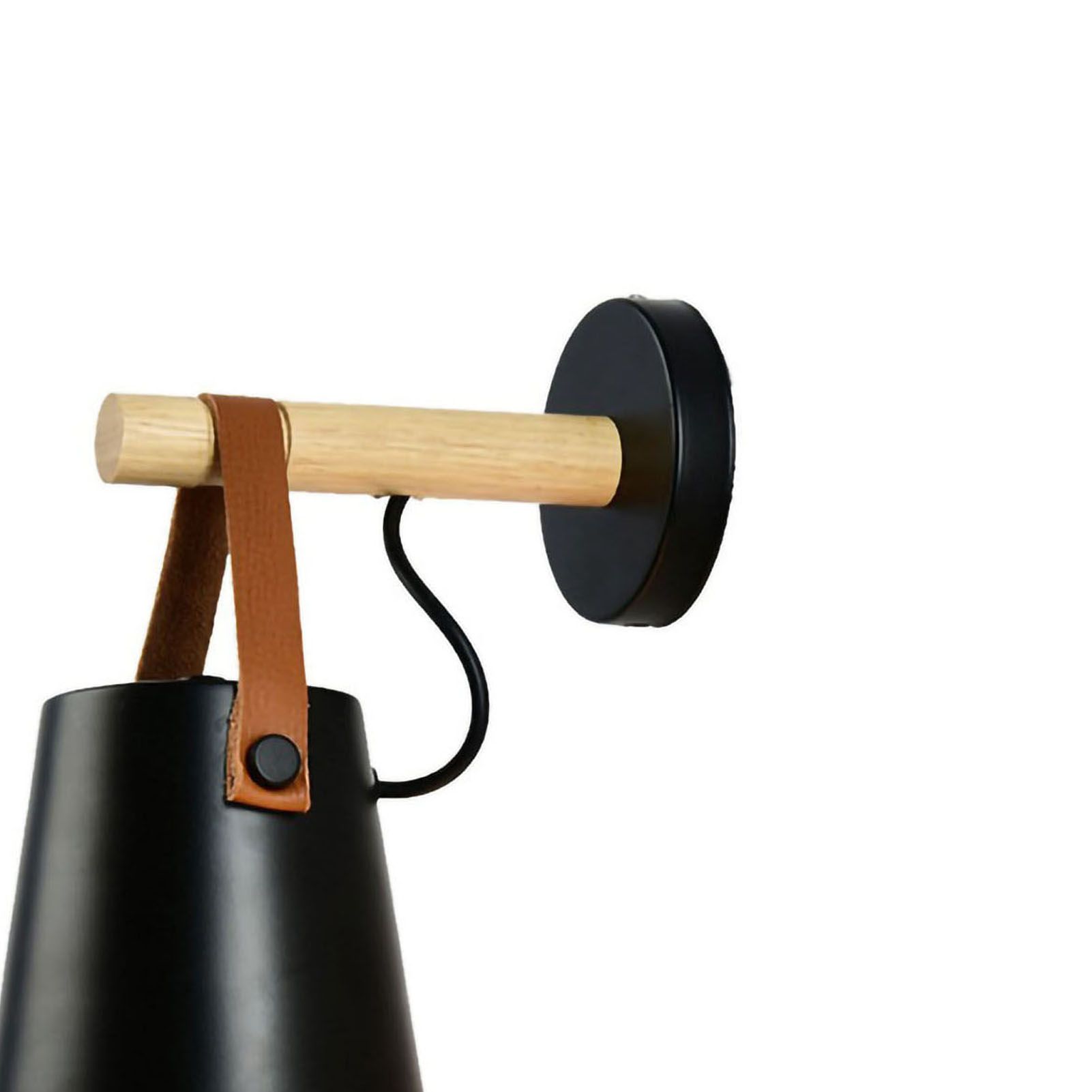 Wall Light Wood Modern Simple Style Night Lamp Home Decoration for Corridor Bedside Black - Image 3