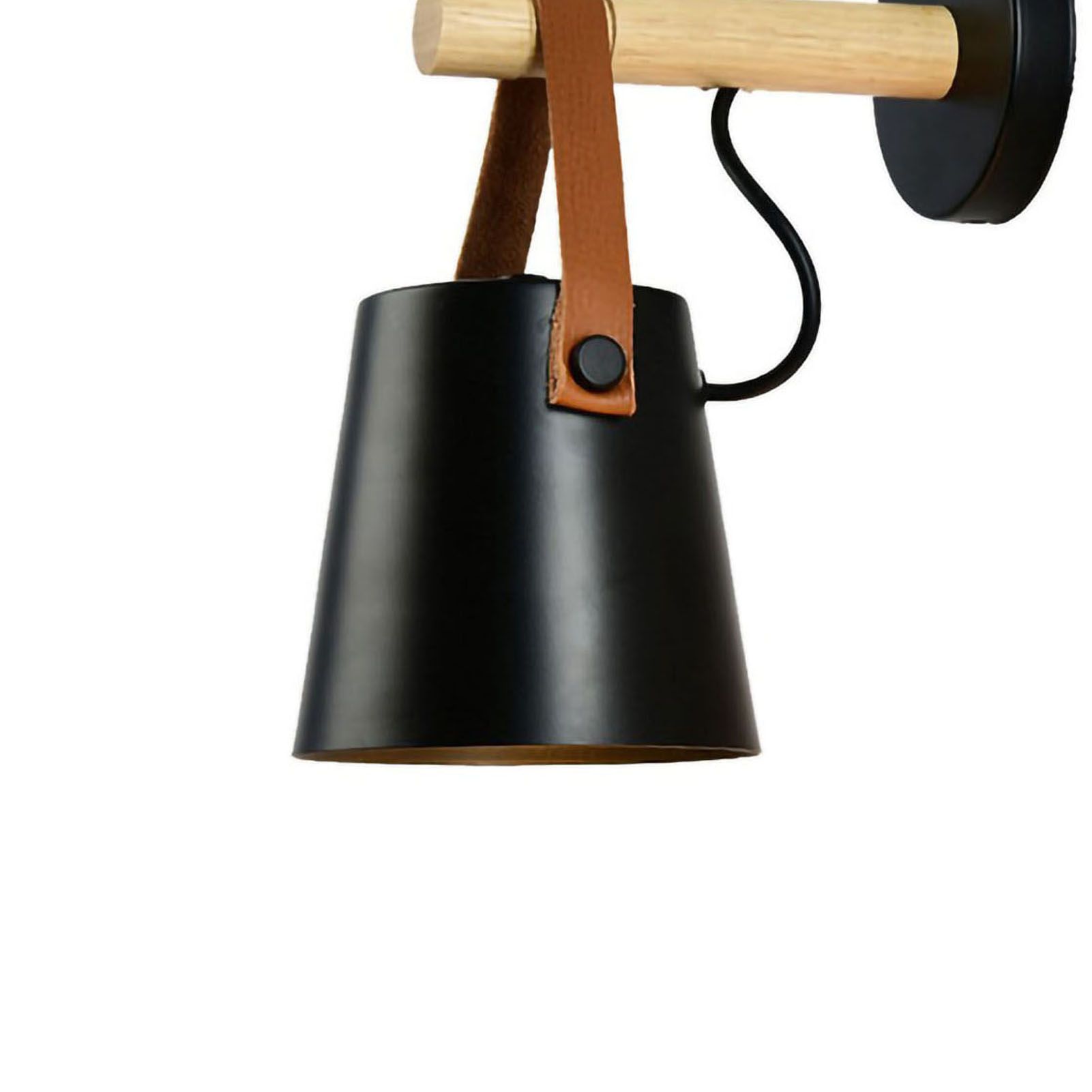 Wall Light Wood Modern Simple Style Night Lamp Home Decoration for Corridor Bedside Black - Image 4