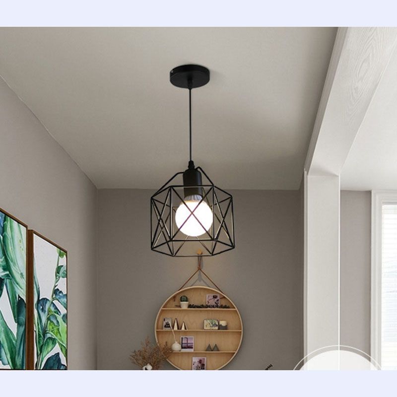 Pendant Light Modern Simple Style Industrial Robust Small Chandelier Hanging Light for Bedroom Aisle Single Head No Bulb - Image 1