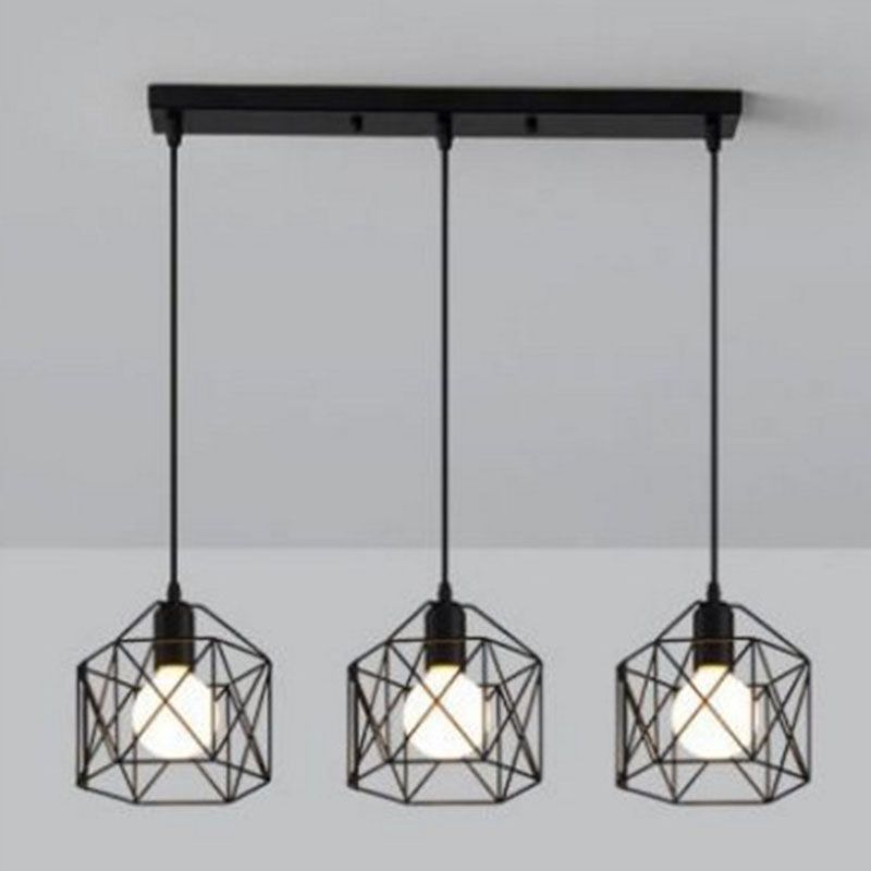 Pendant Light Modern Simple Style Industrial Robust Small Chandelier Hanging Light for Bedroom Aisle 3 Headed Straight Plate No Bulb - Image 1