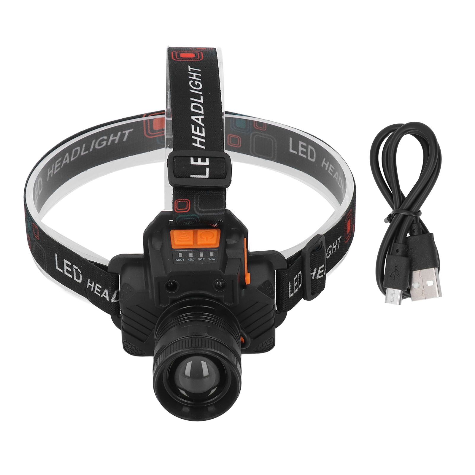 Head Lamp USB Rechargeable 3 Light Modes LED Lens 1500lm Head Flashlight for Emergency Camping Fishing - Image 1