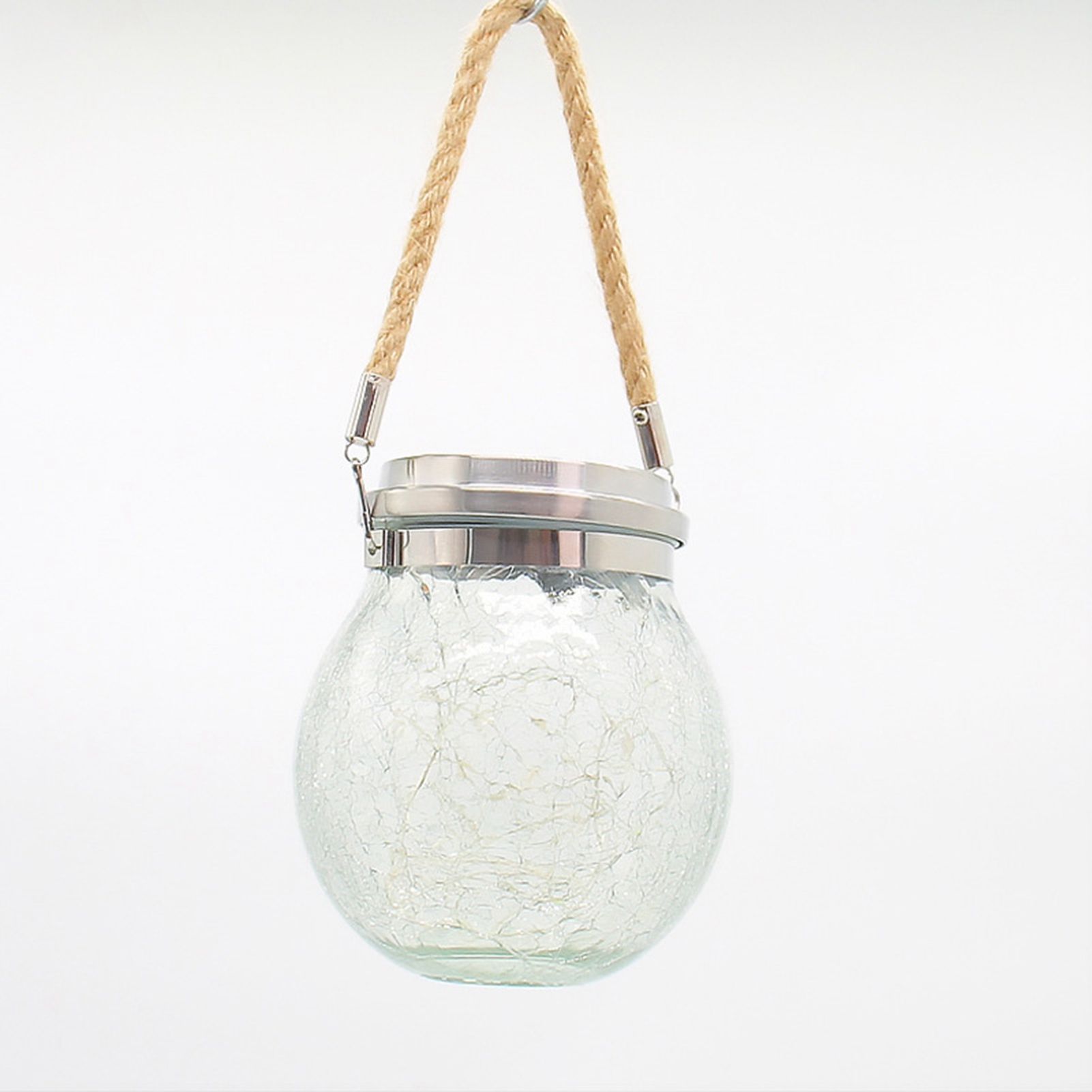 Cracked Glass Solar Lantern 30 LEDs Waterproof Outdoor Solar Hanging Jar Light for Patio Courtyard Festival Warm White - Image 1